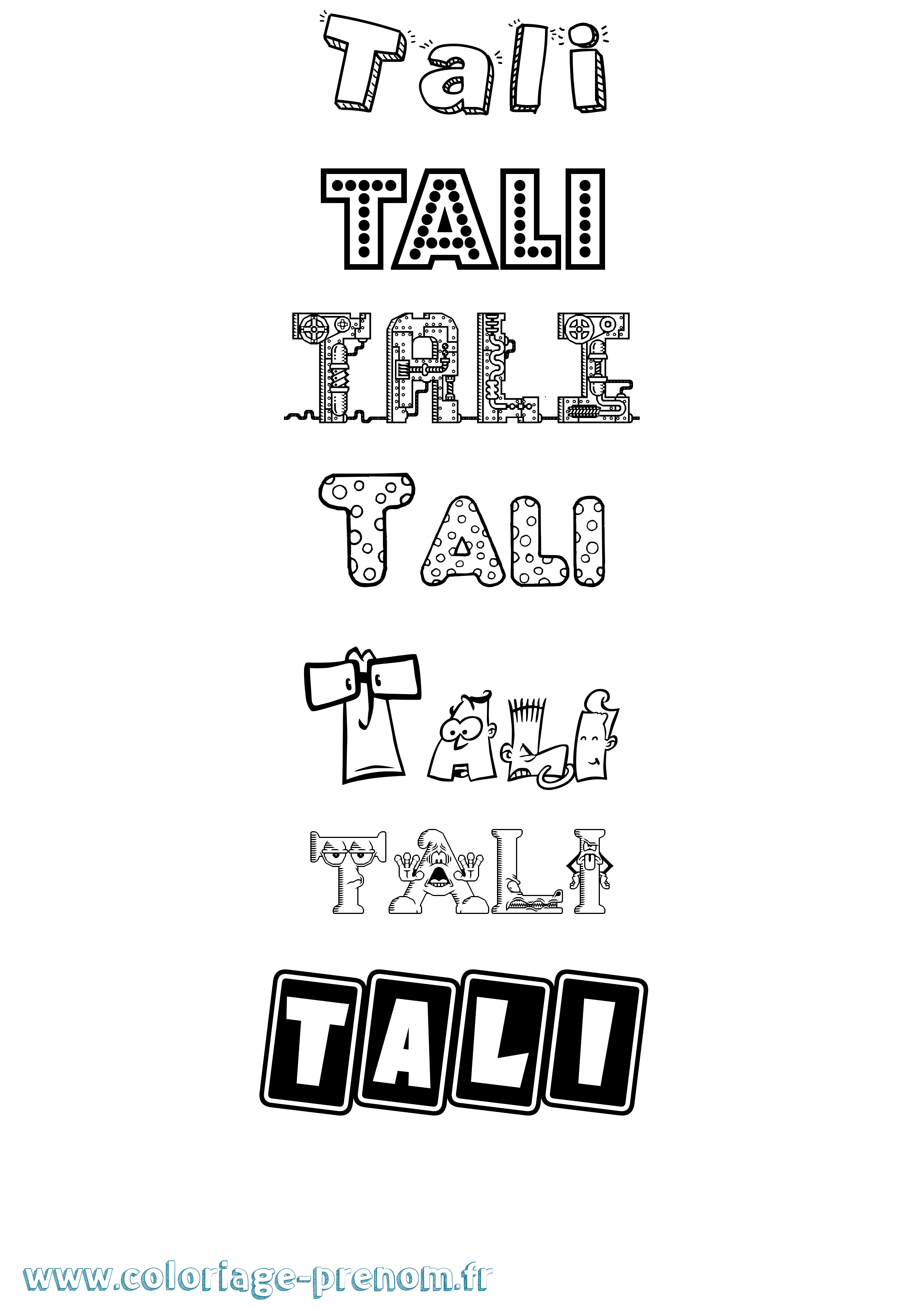 Coloriage prénom Tali Fun