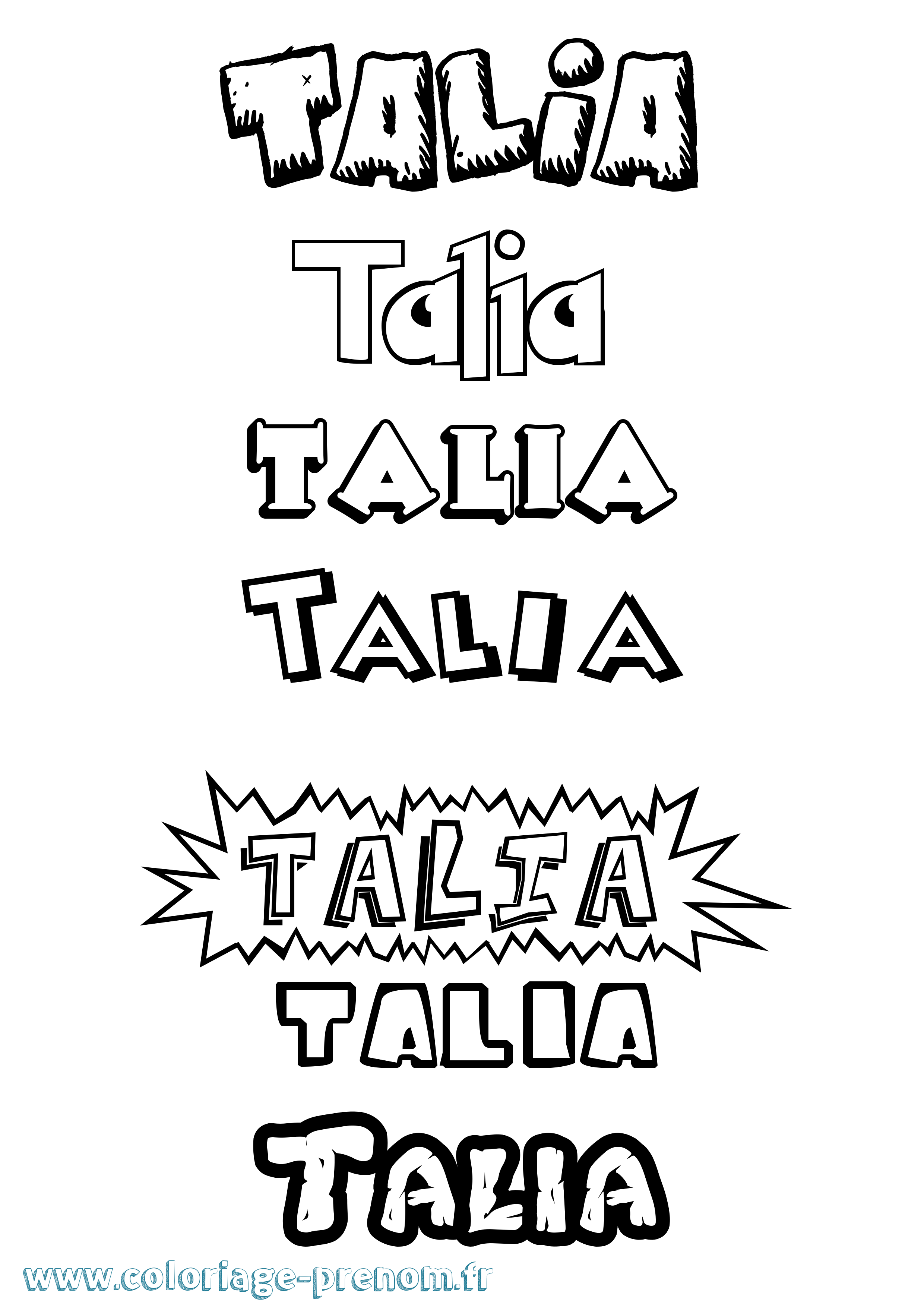 Coloriage Talia Coloriage prénom Talia