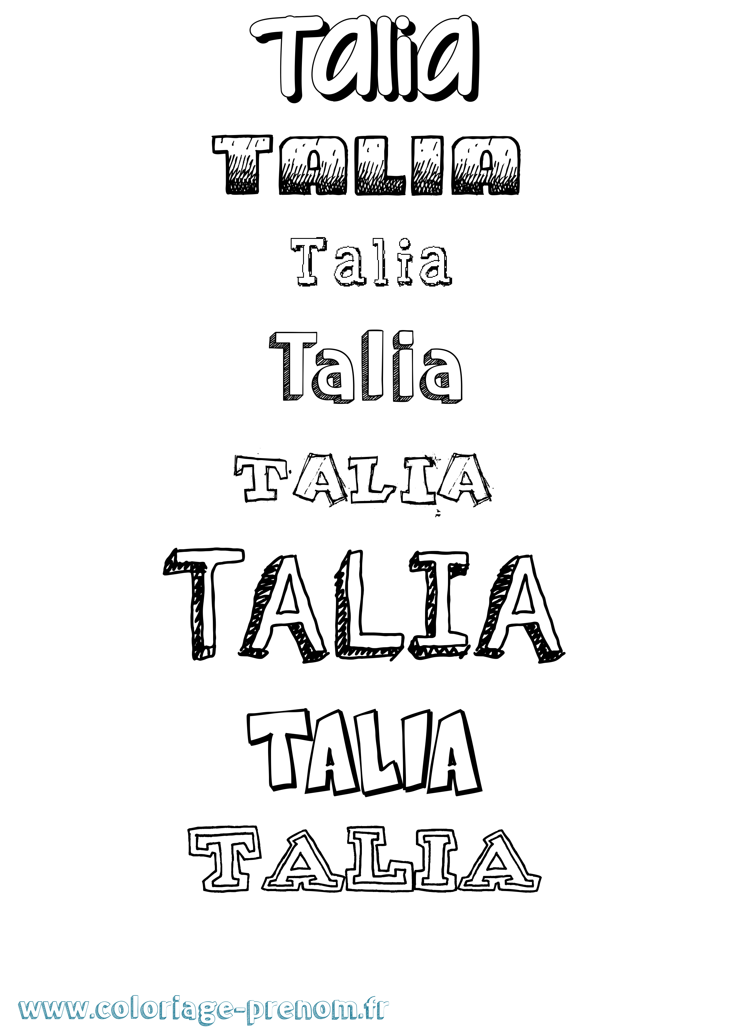 Coloriage prénom Talia Dessiné