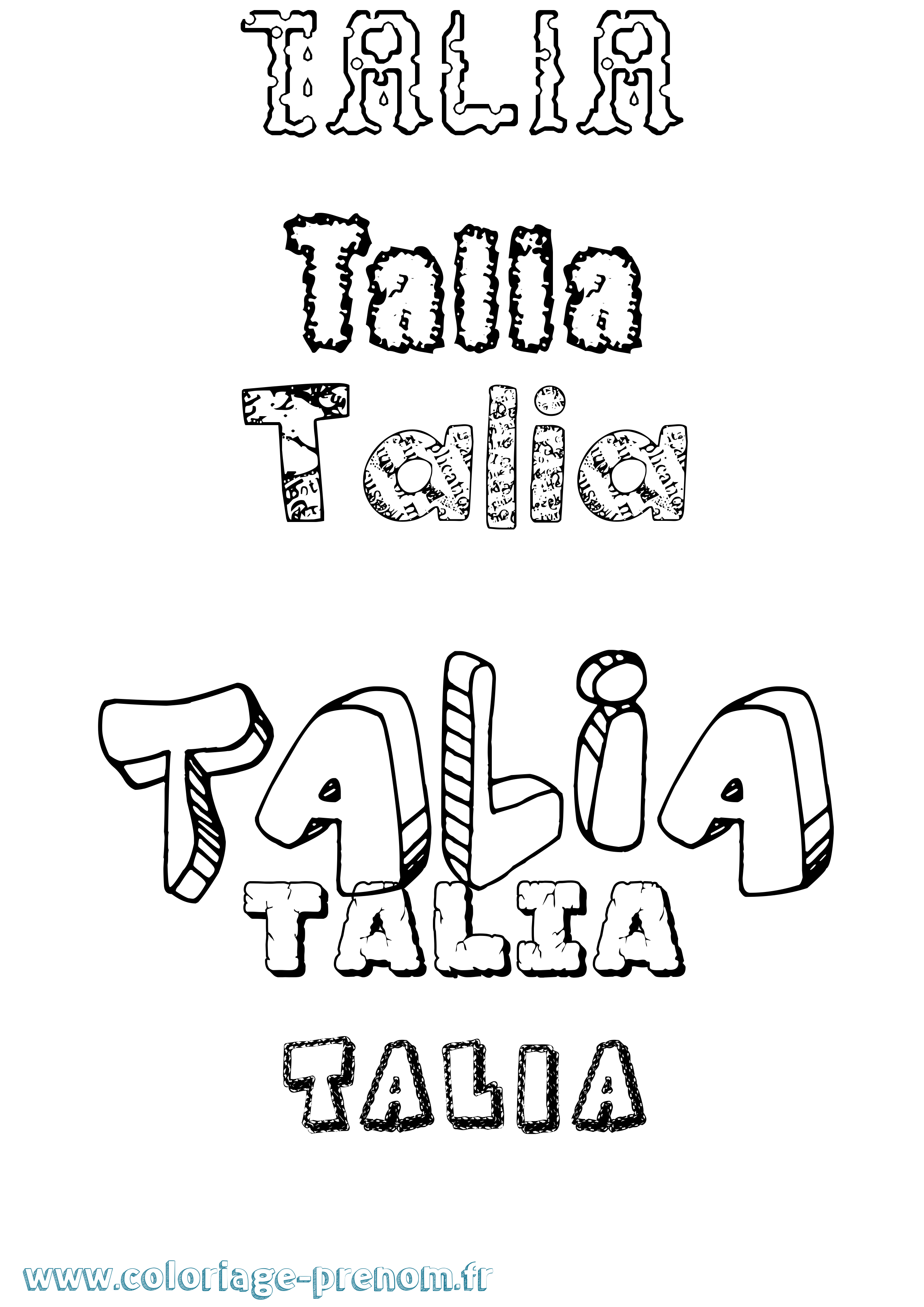 Coloriage Talia Coloriage prénom Talia
