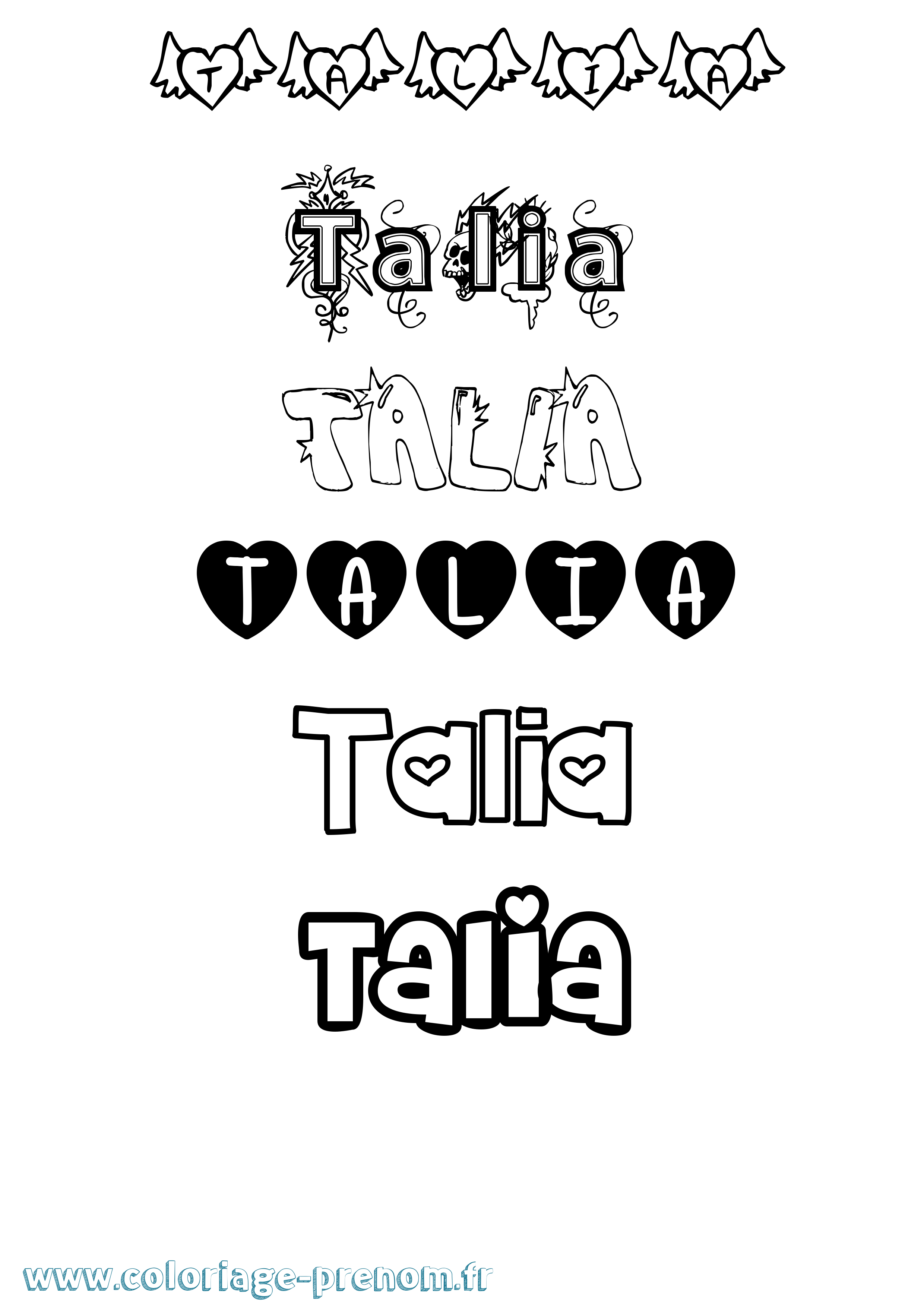 Coloriage Talia Coloriage prénom Talia