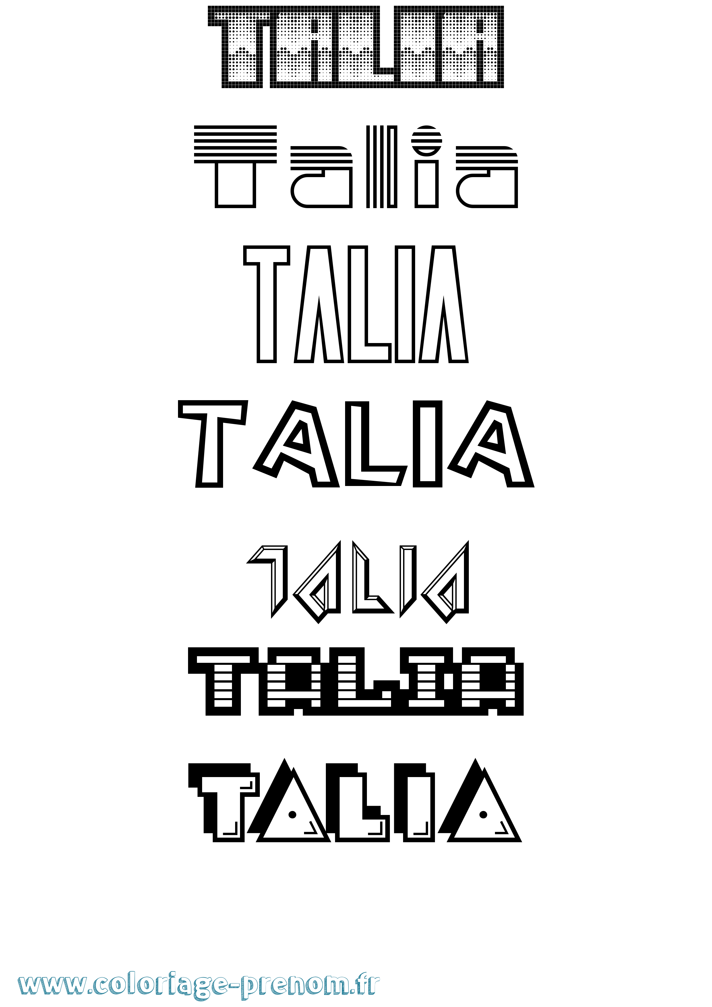 Coloriage Talia Coloriage prénom Talia