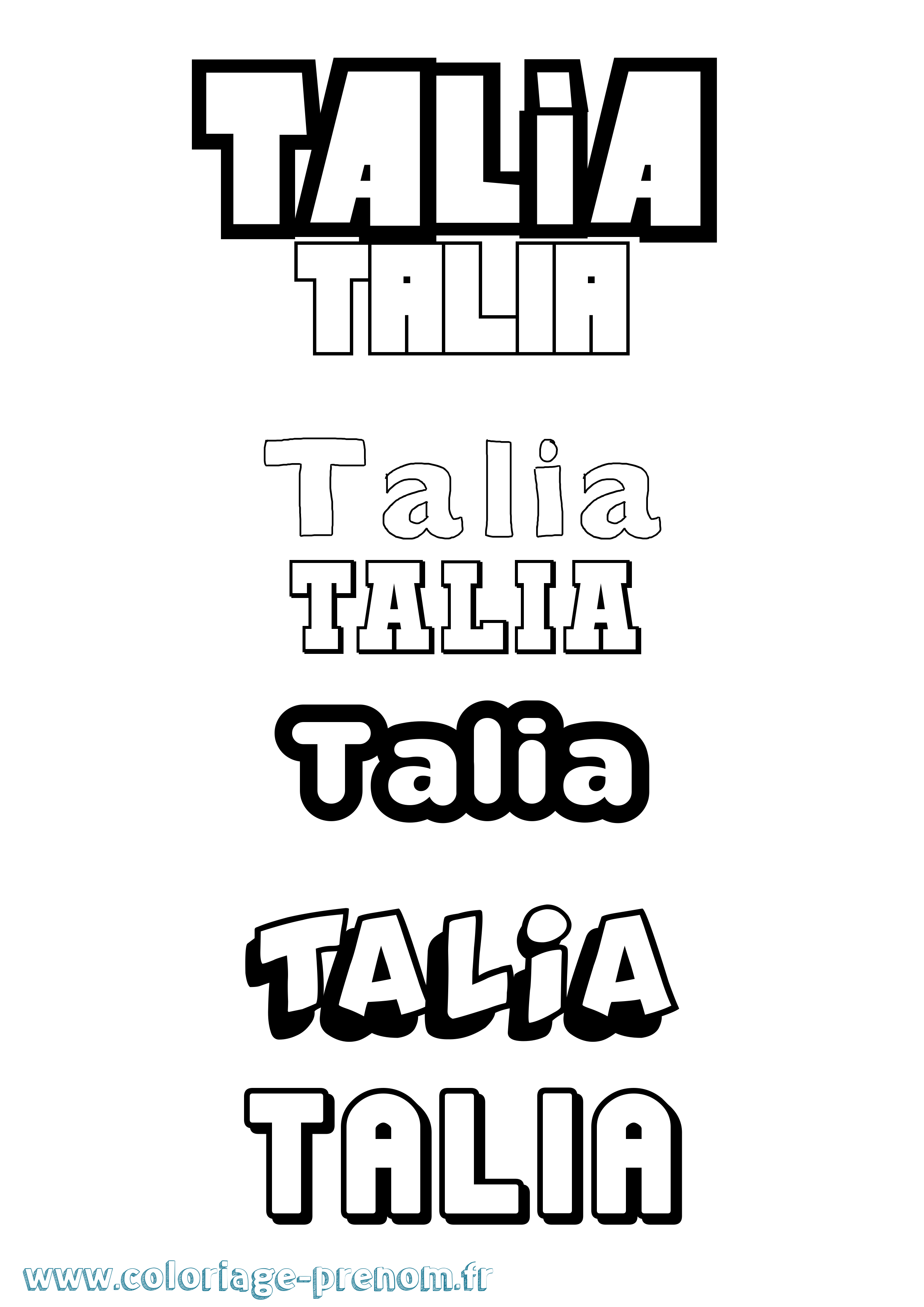 Coloriage Talia Coloriage prénom Talia