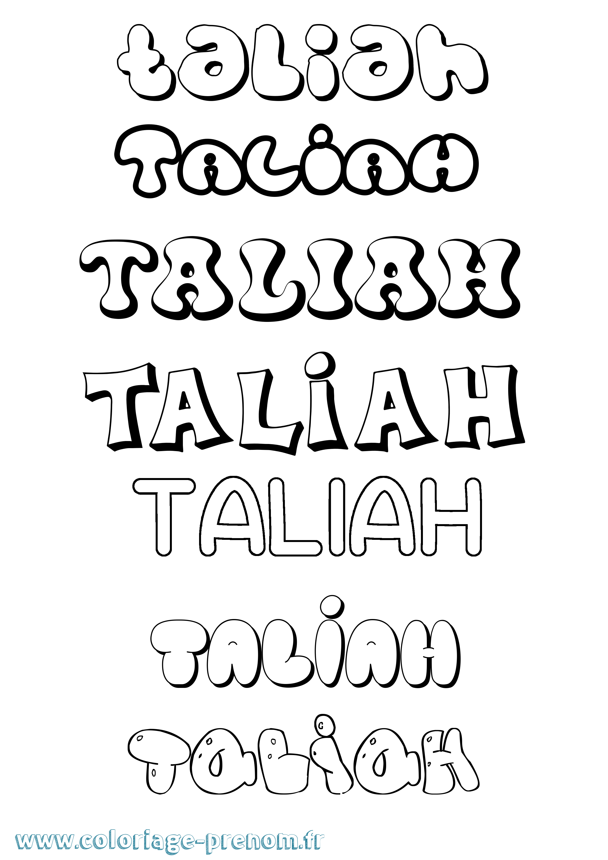 Coloriage Taliah Bubble Coloriage prénom Taliah Bubble