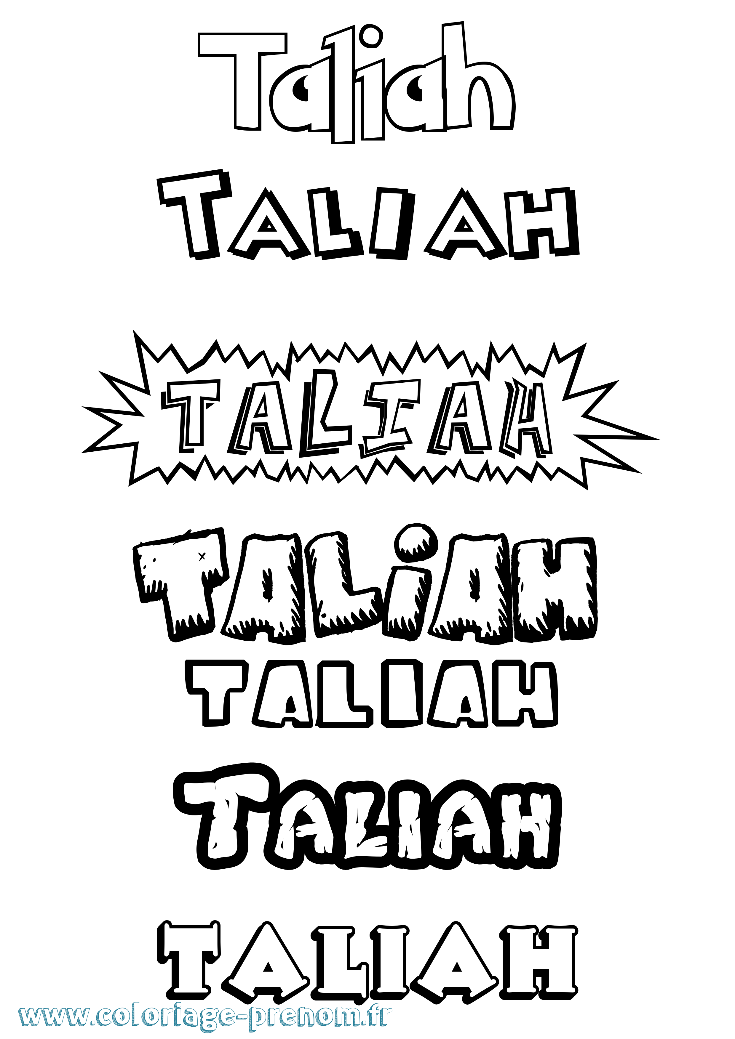 Coloriage Taliah Dessin Animé Coloriage prénom Taliah Dessin Animé