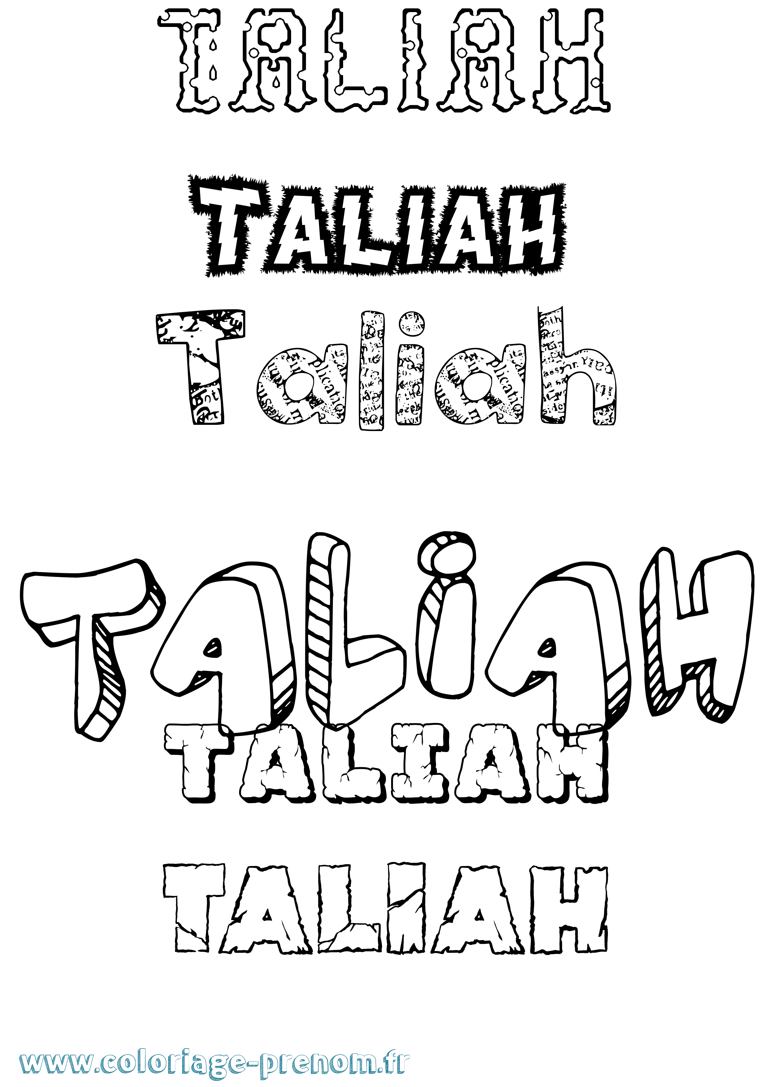 Coloriage Taliah Destructuré Coloriage prénom Taliah Destructuré