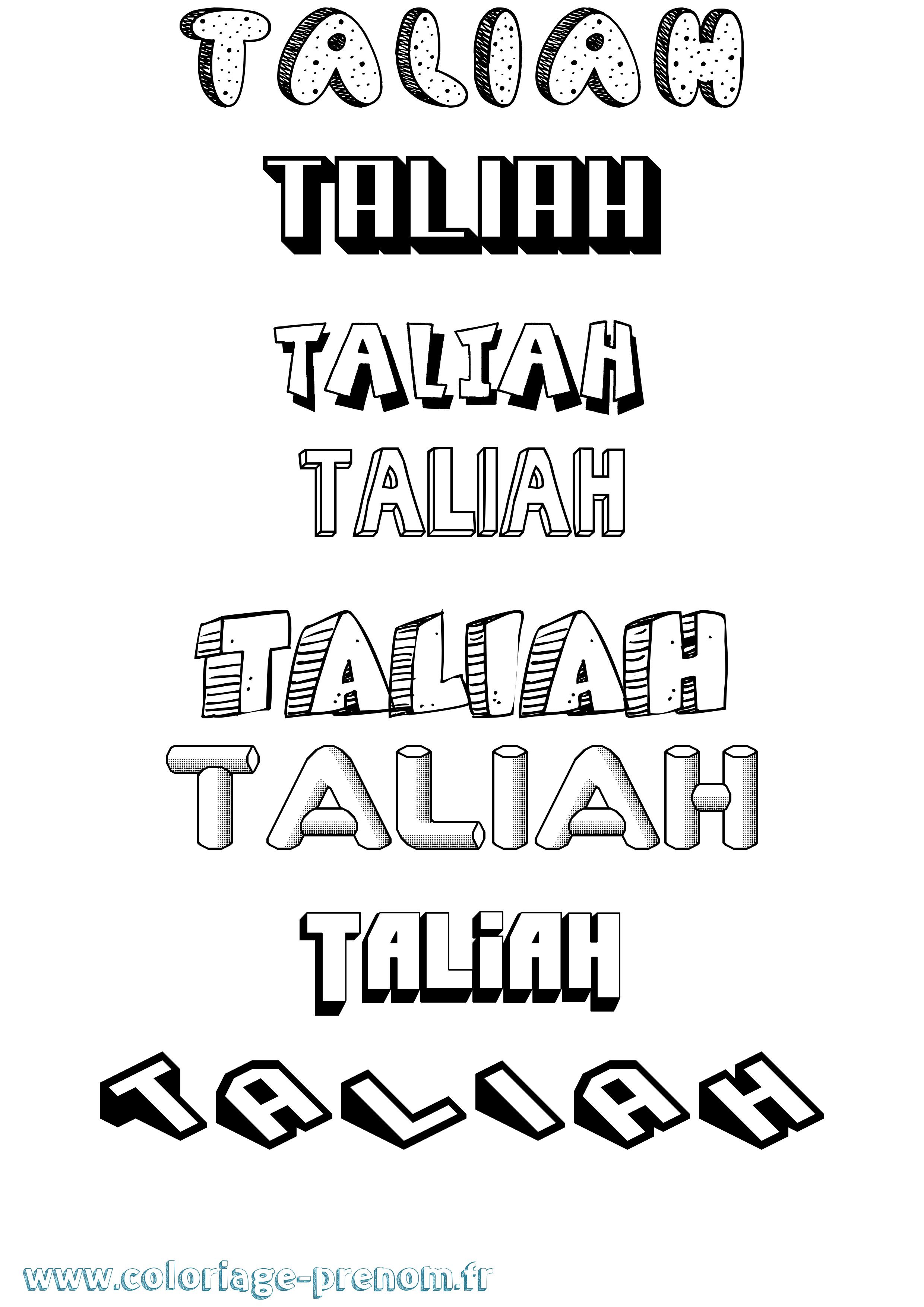 Coloriage Taliah Effet 3D Coloriage prénom Taliah Effet 3D