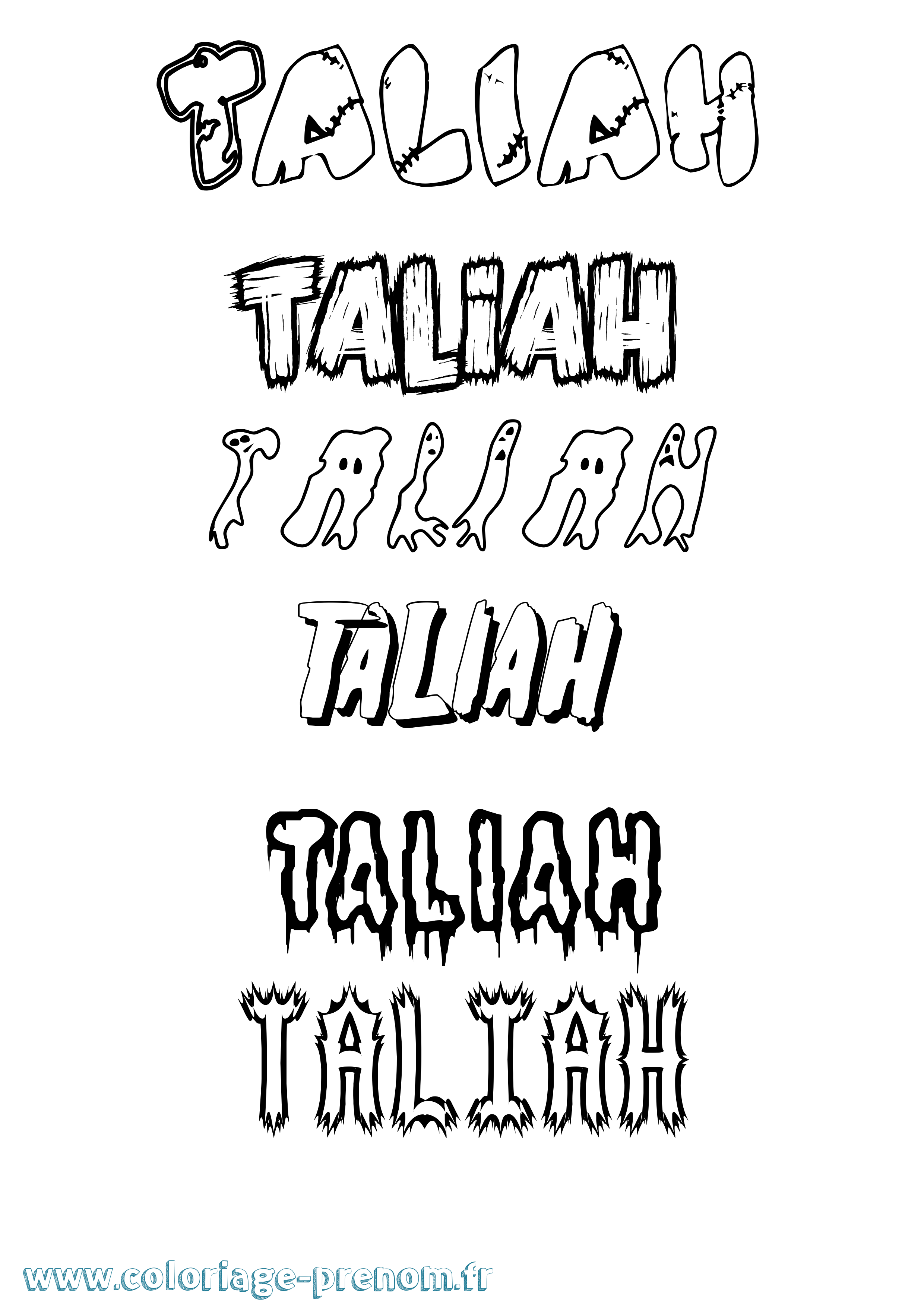Coloriage Taliah Frisson Coloriage prénom Taliah Frisson