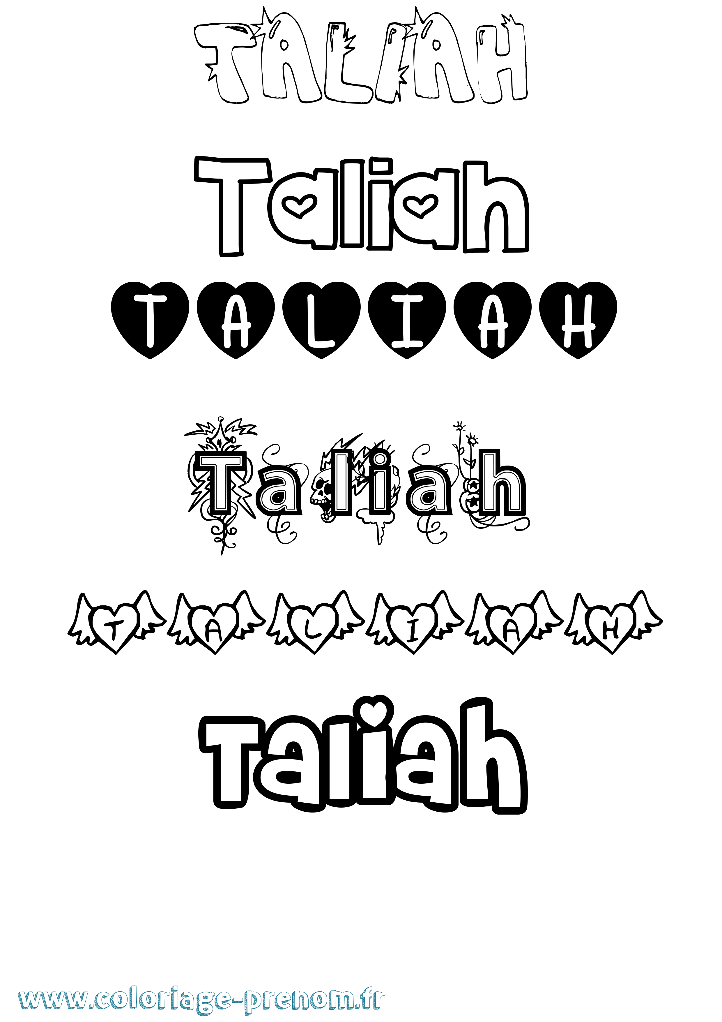 Coloriage Taliah Girly Coloriage prénom Taliah Girly