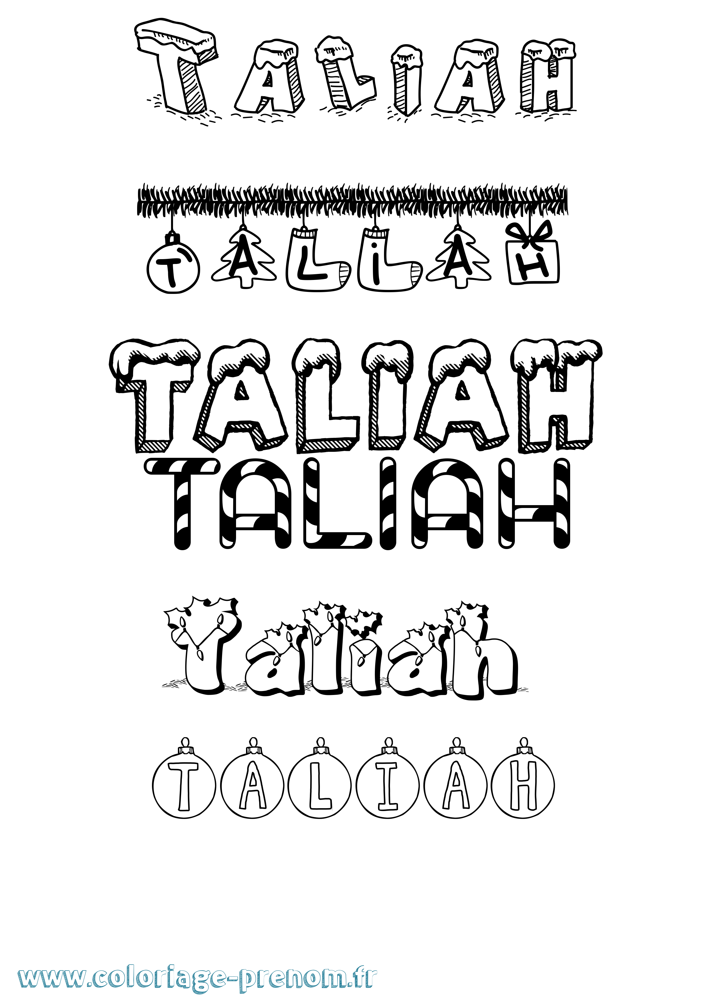 Coloriage Taliah Noël Coloriage prénom Taliah Noël