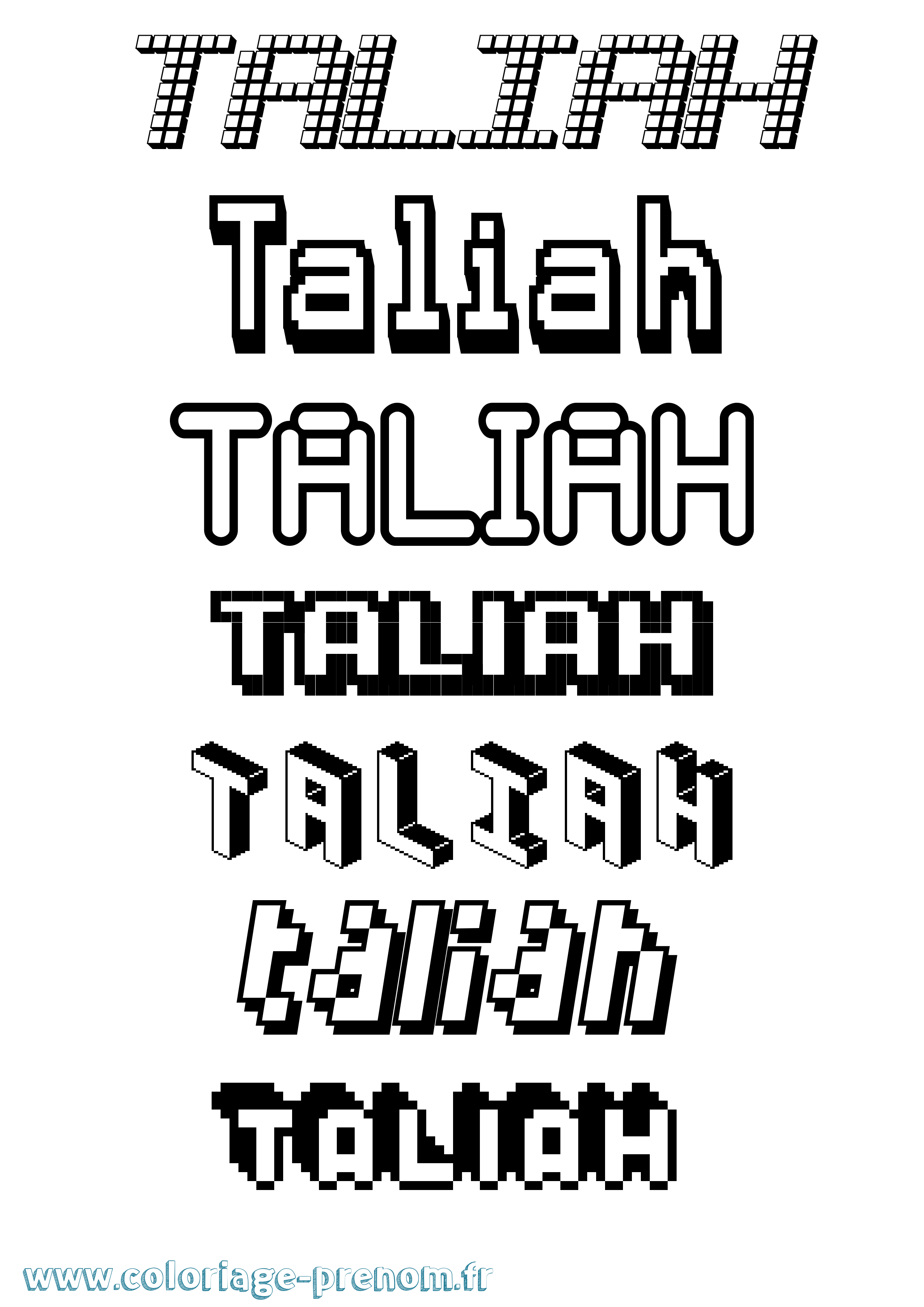 Coloriage Taliah Pixel Coloriage prénom Taliah Pixel