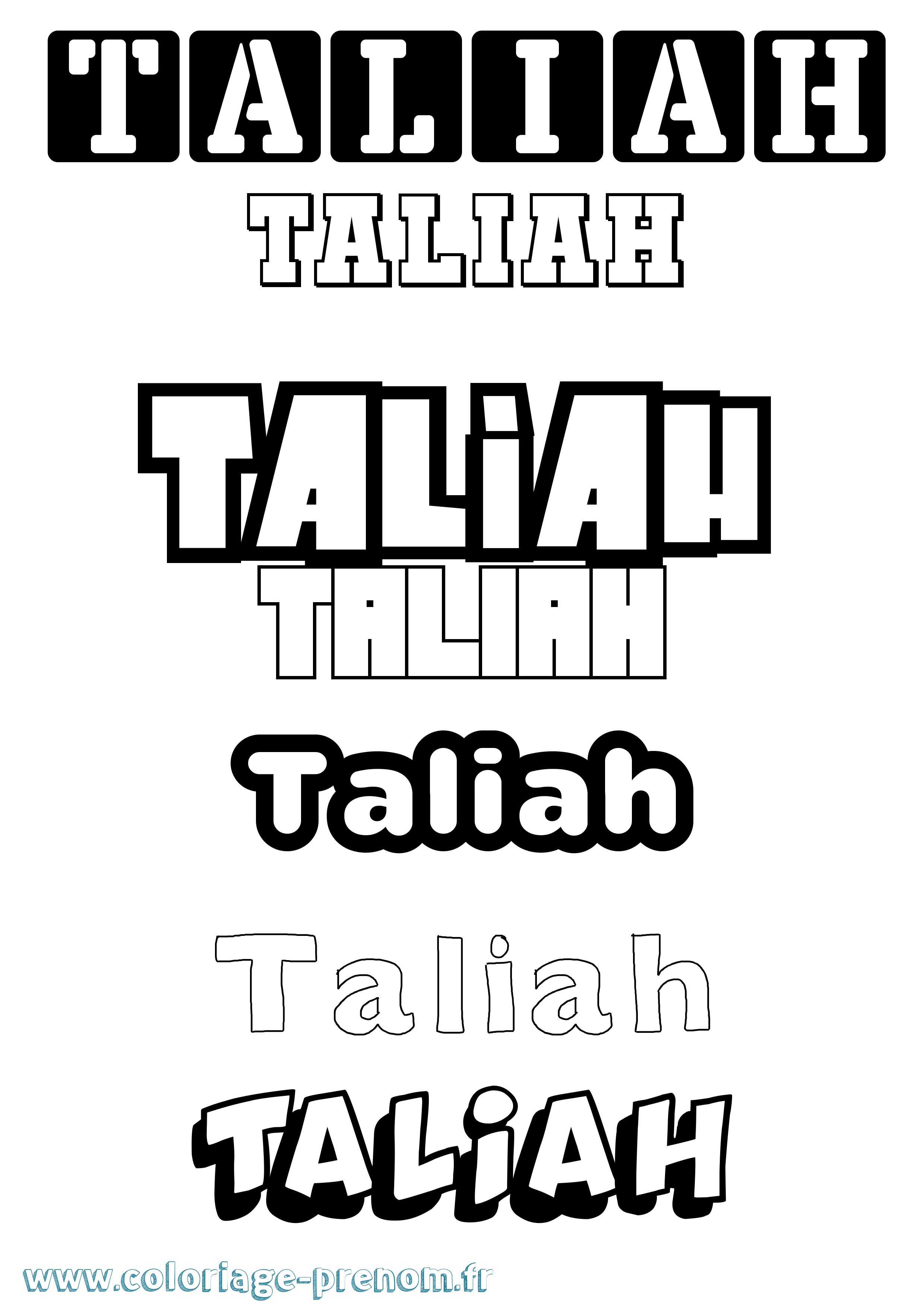 Coloriage Taliah Simple Coloriage prénom Taliah Simple