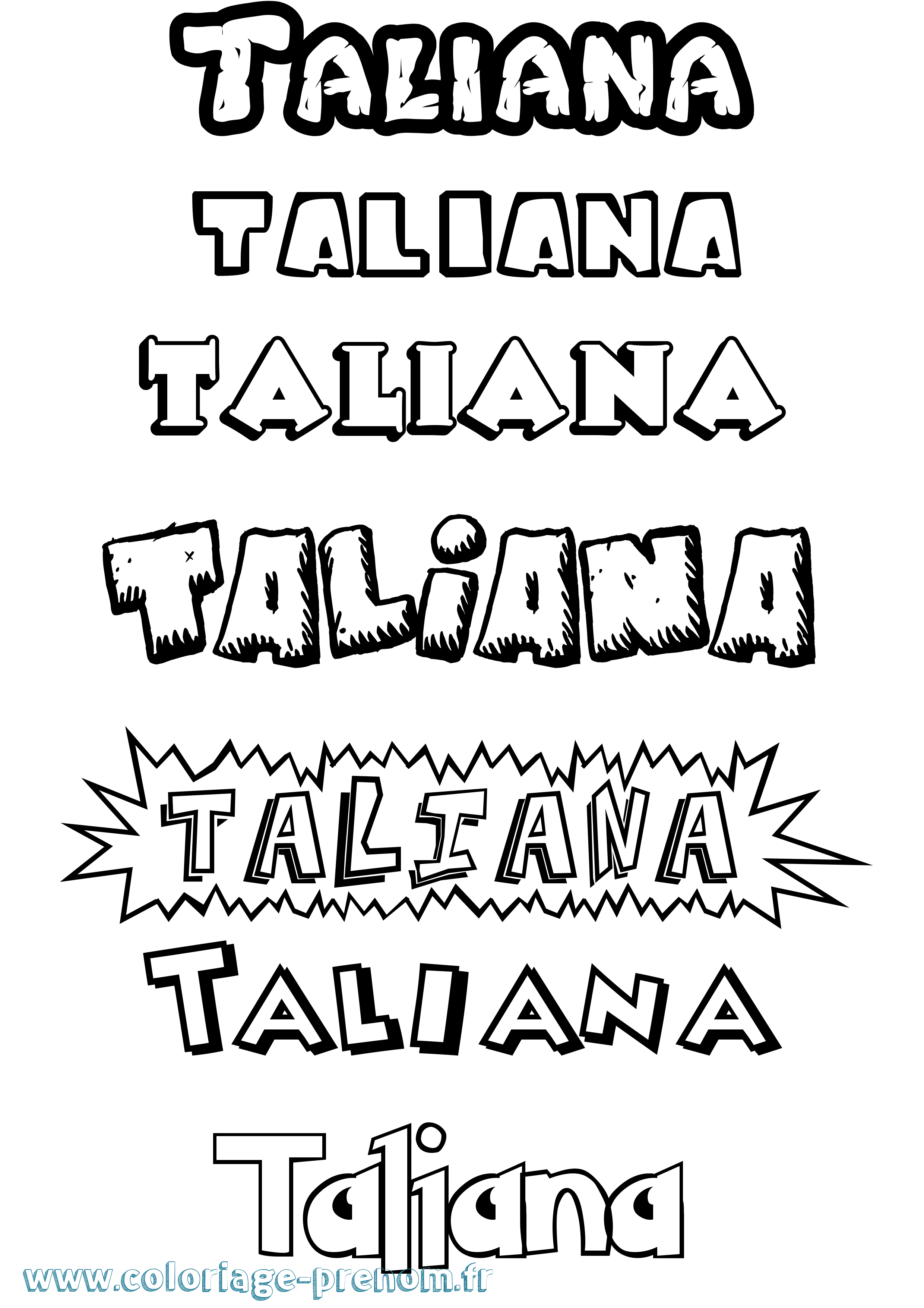 Coloriage Taliana Dessin Animé Coloriage prénom Taliana Dessin Animé