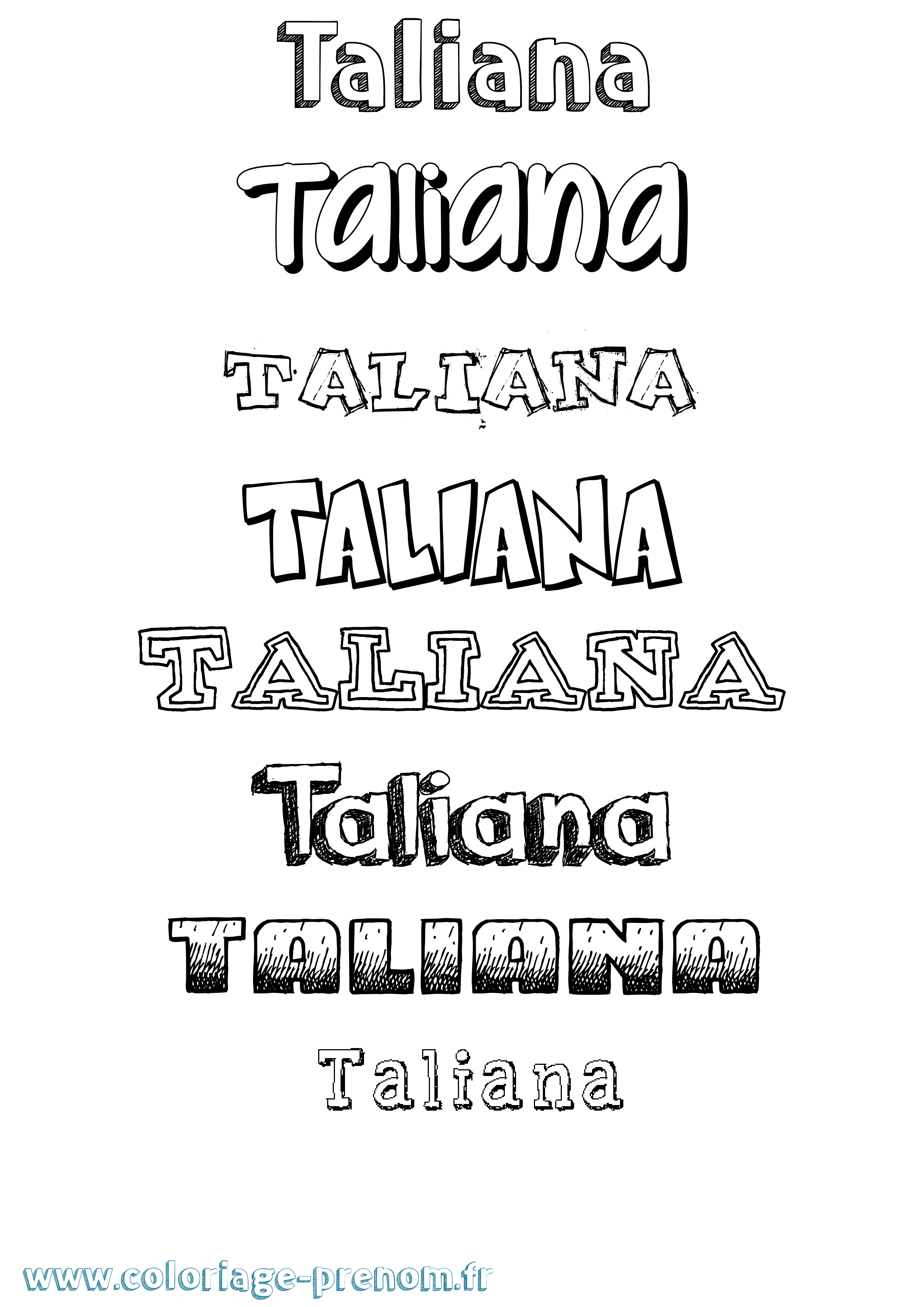 Coloriage Taliana Dessiné Coloriage prénom Taliana Dessiné