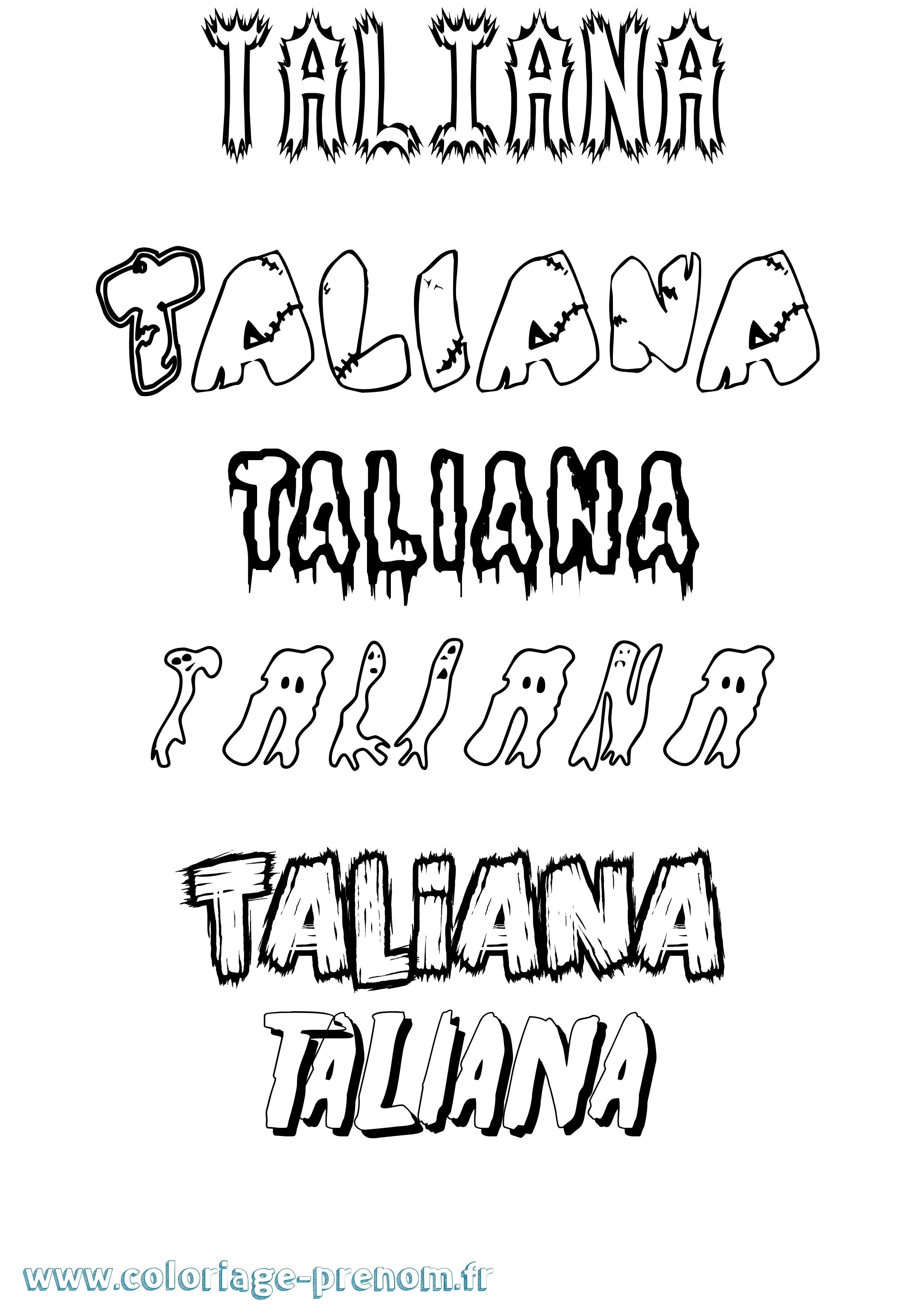 Coloriage Taliana Frisson Coloriage prénom Taliana Frisson