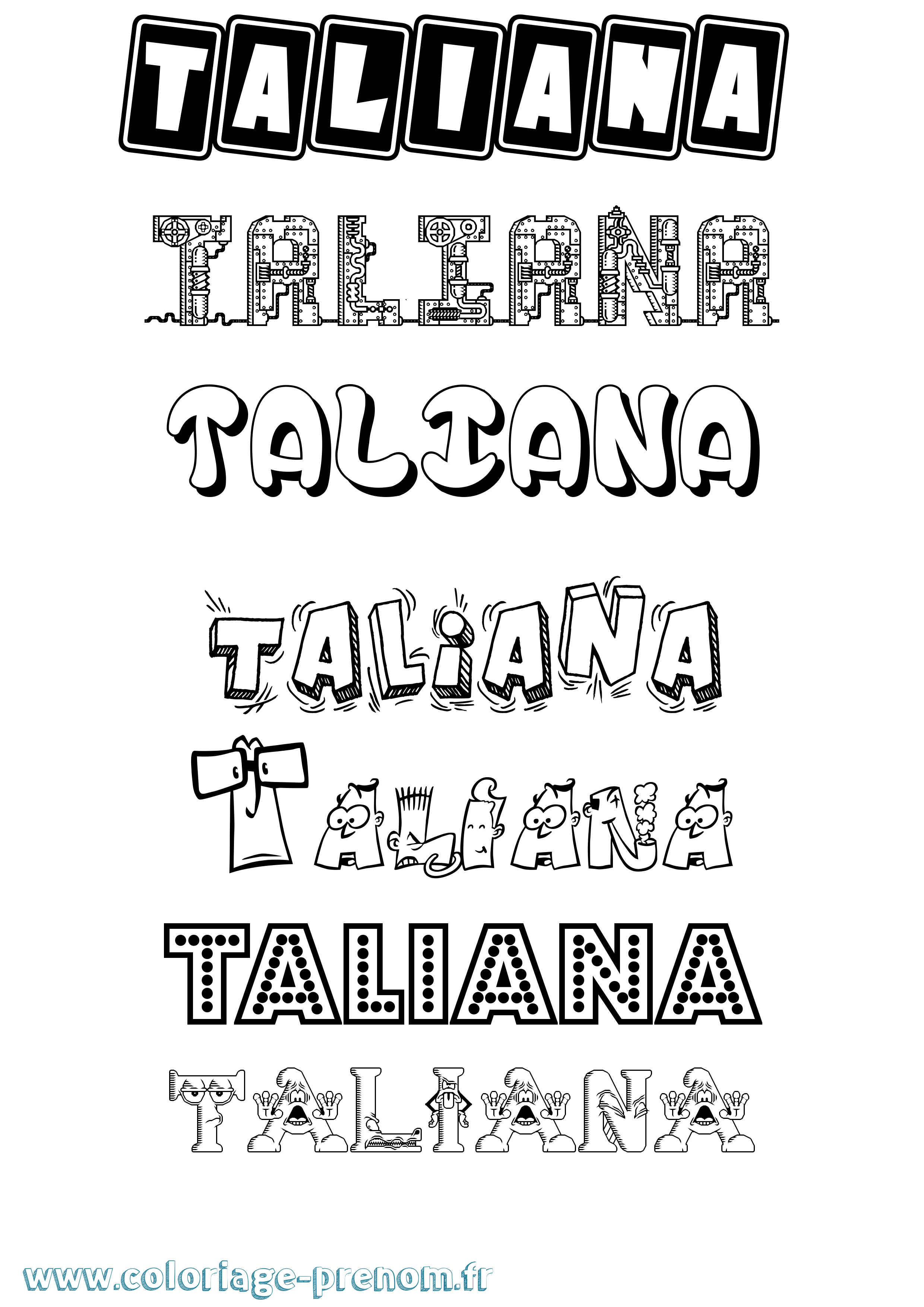 Coloriage Taliana Fun Coloriage prénom Taliana Fun