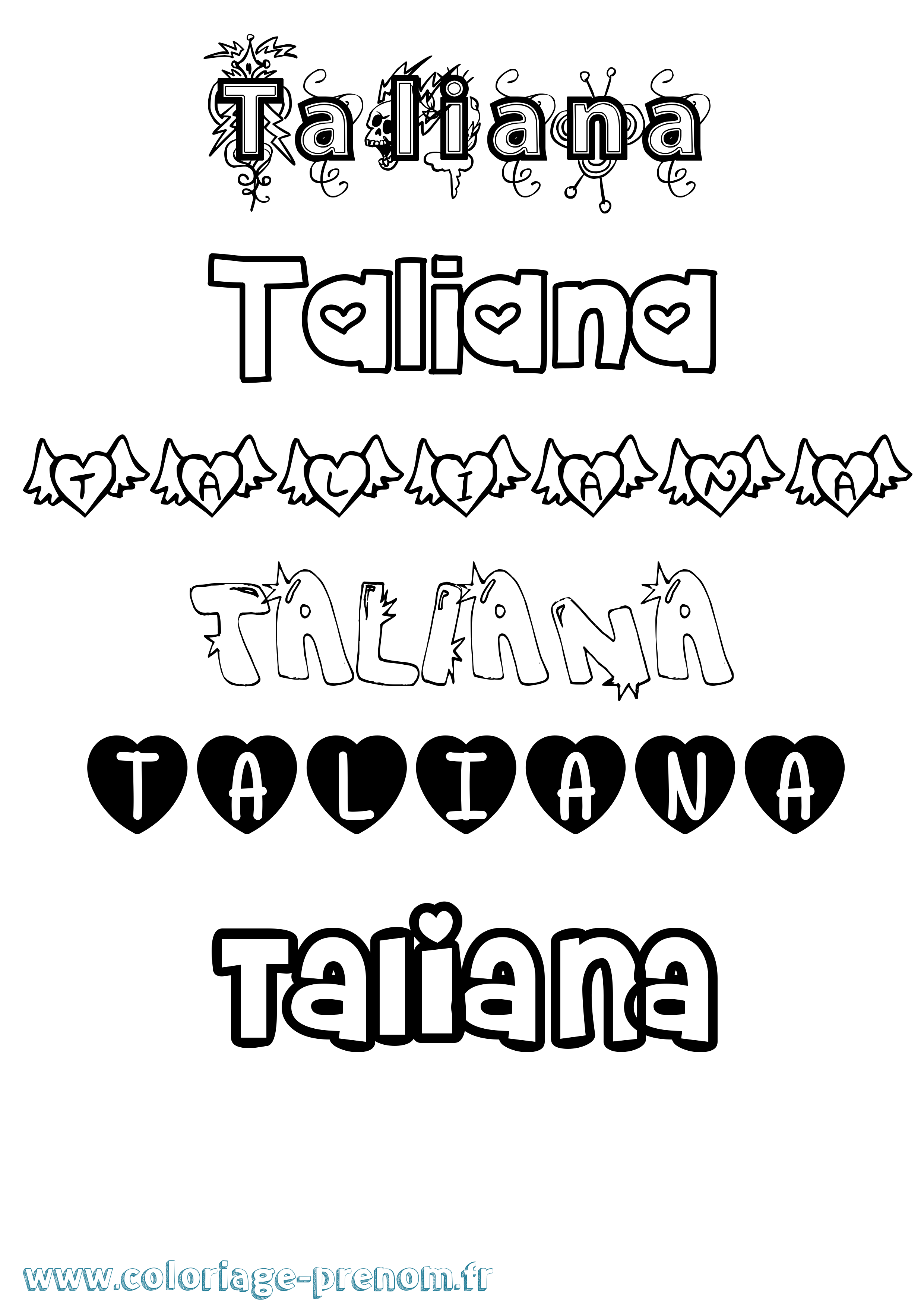 Coloriage Taliana Girly Coloriage prénom Taliana Girly