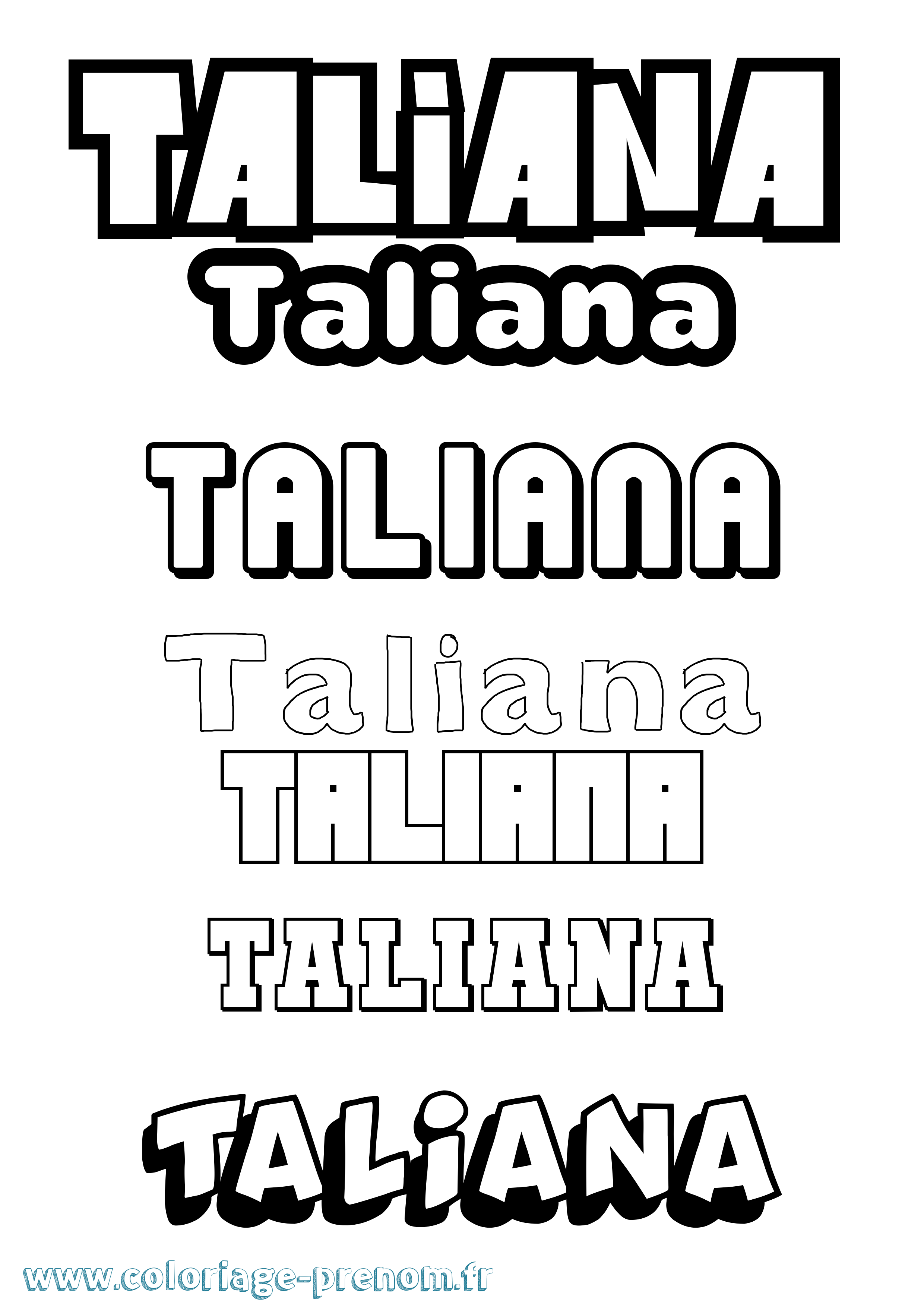 Coloriage Taliana Simple Coloriage prénom Taliana Simple