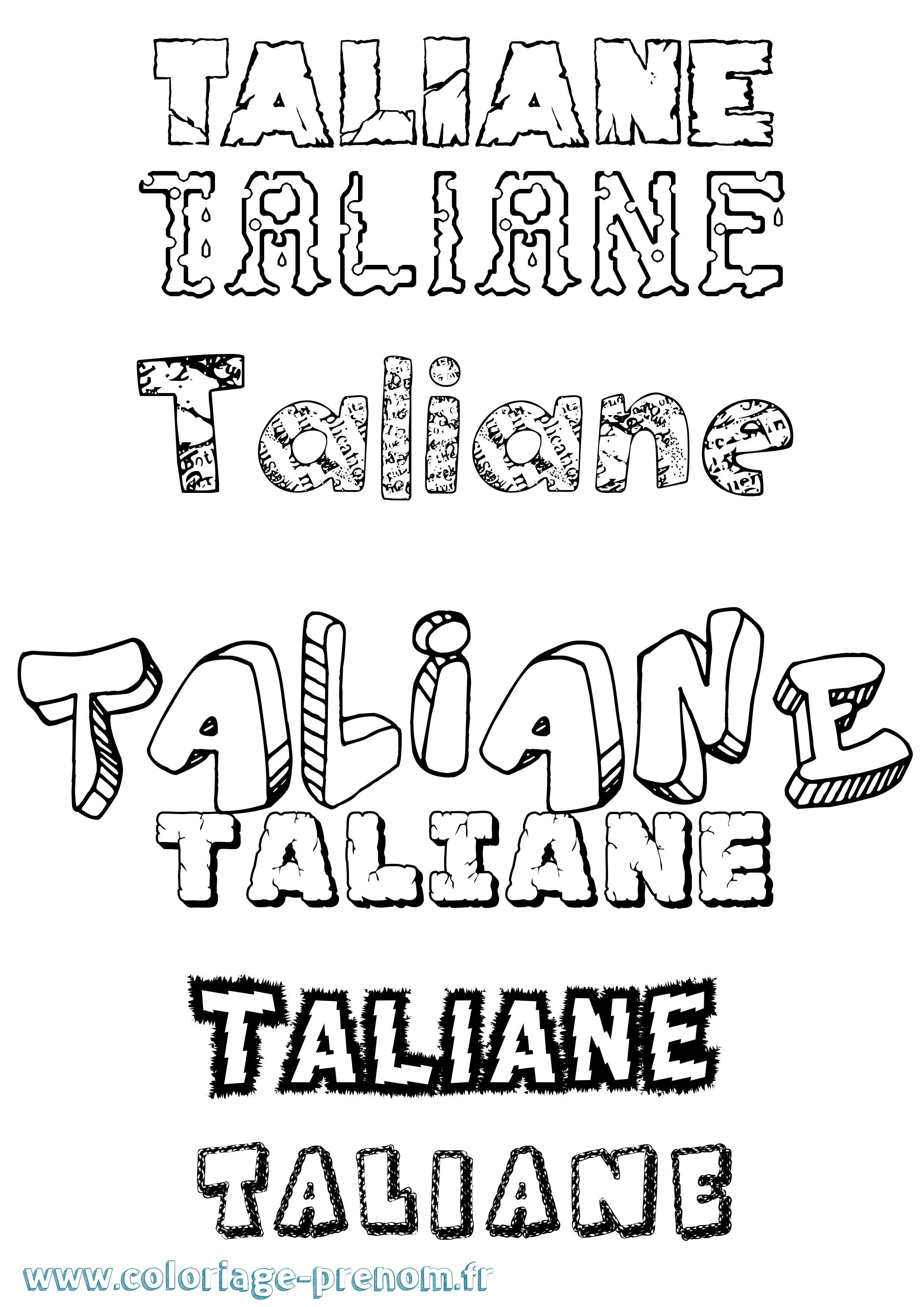 Coloriage prénom Taliane Destructuré