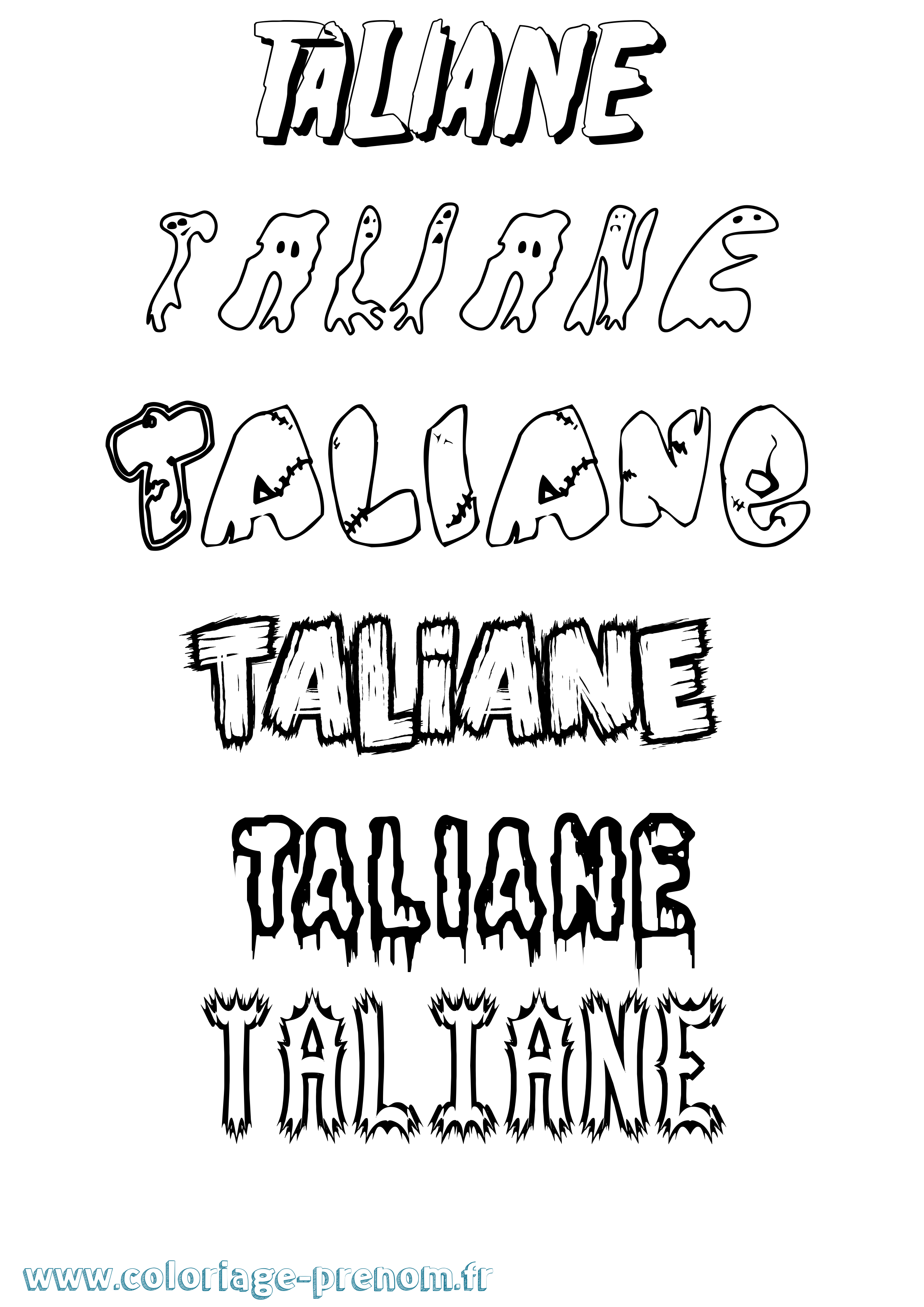 Coloriage prénom Taliane Frisson