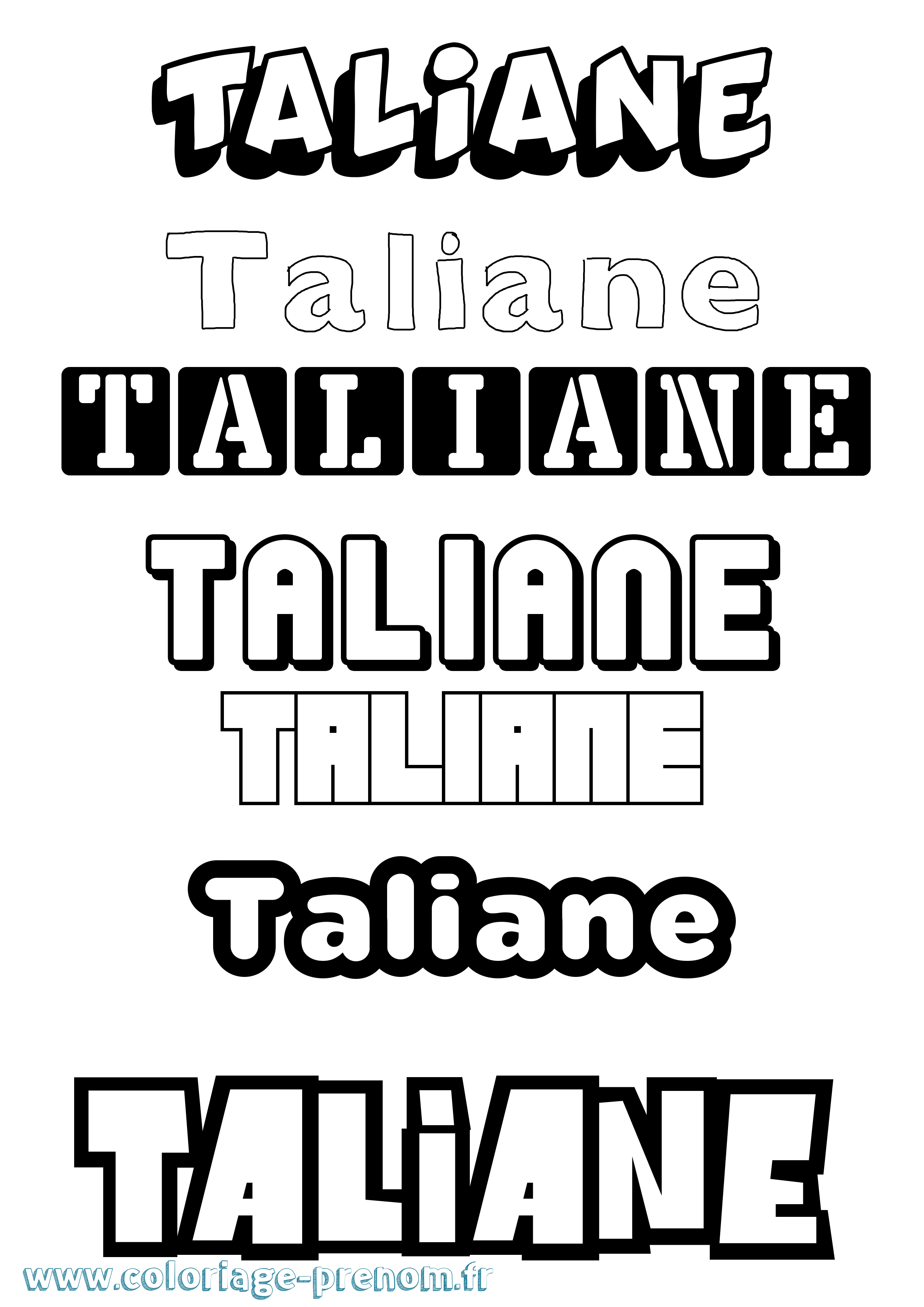 Coloriage prénom Taliane Simple