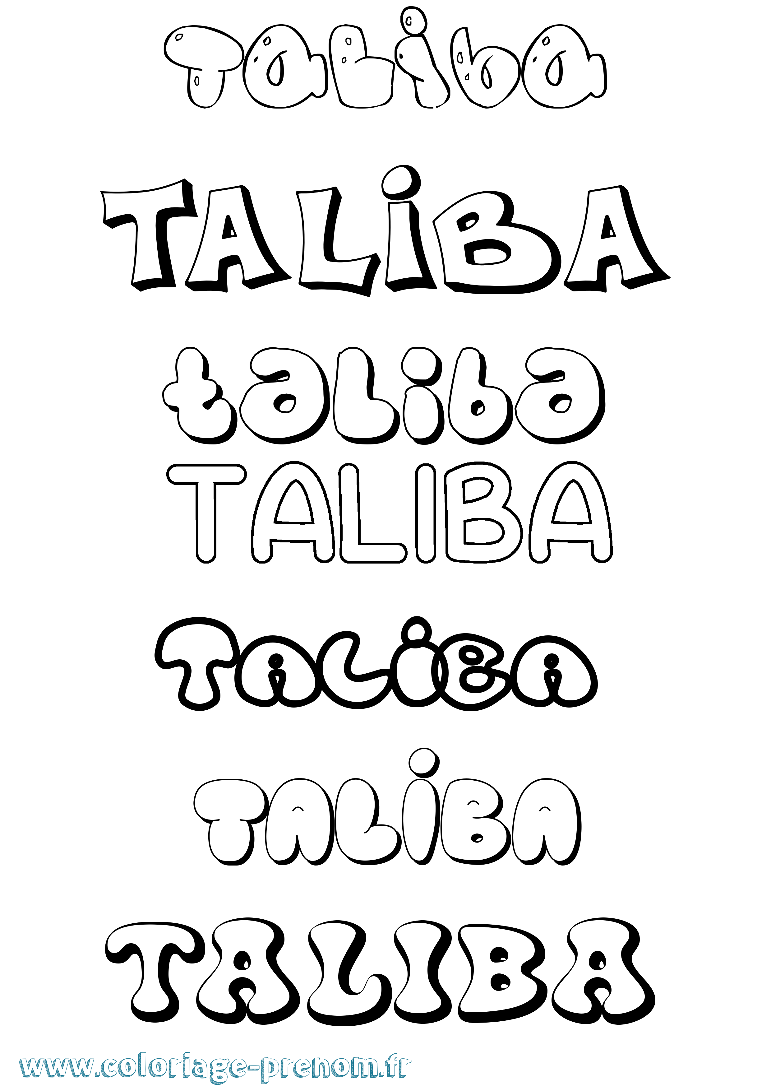 Coloriage prénom Taliba Bubble