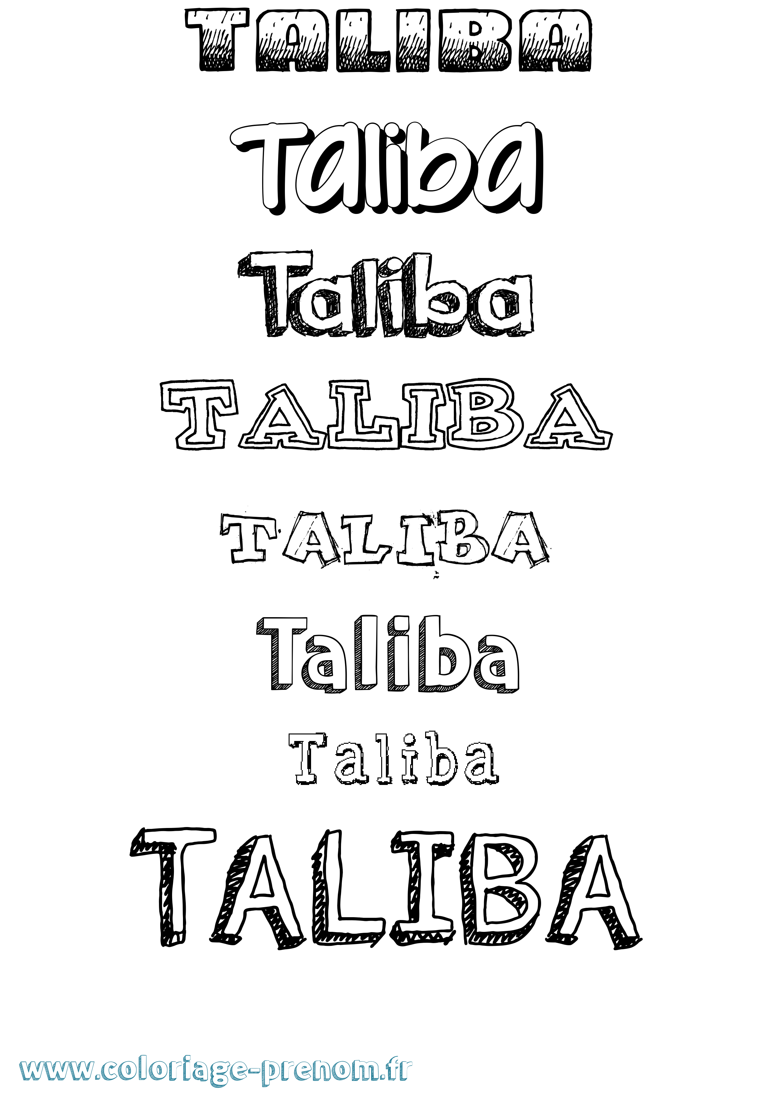 Coloriage prénom Taliba Dessiné