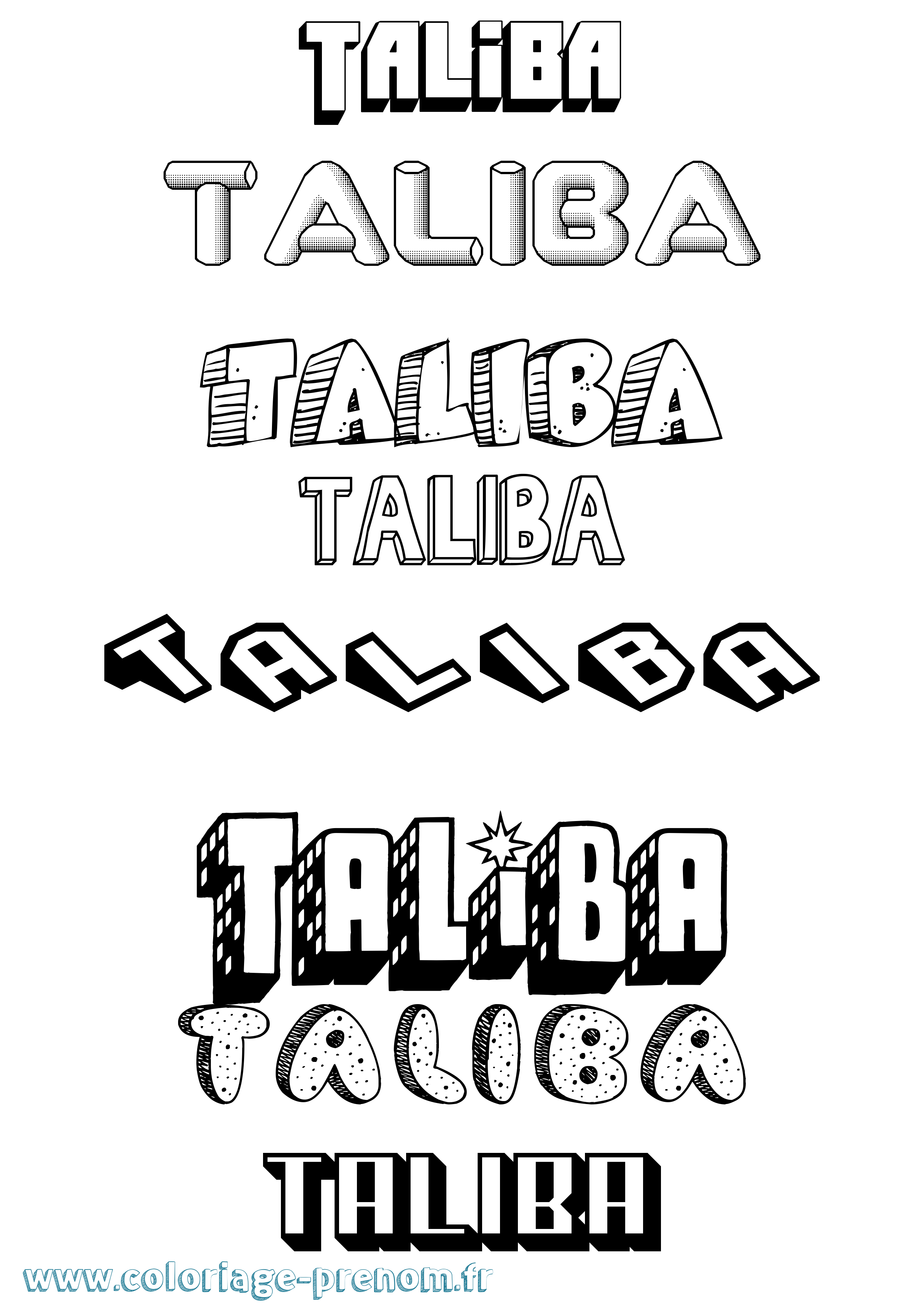 Coloriage prénom Taliba Effet 3D