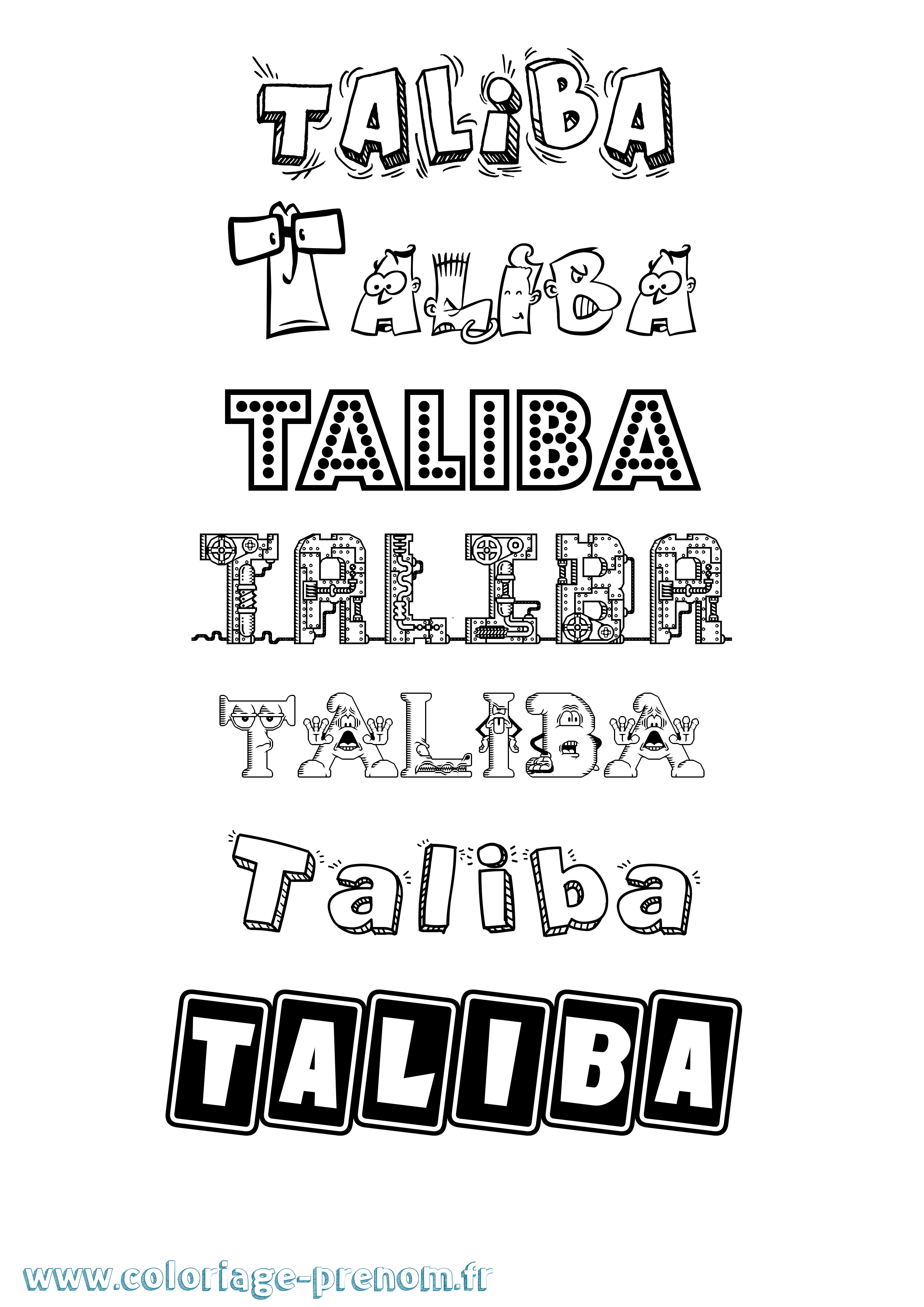 Coloriage prénom Taliba Fun