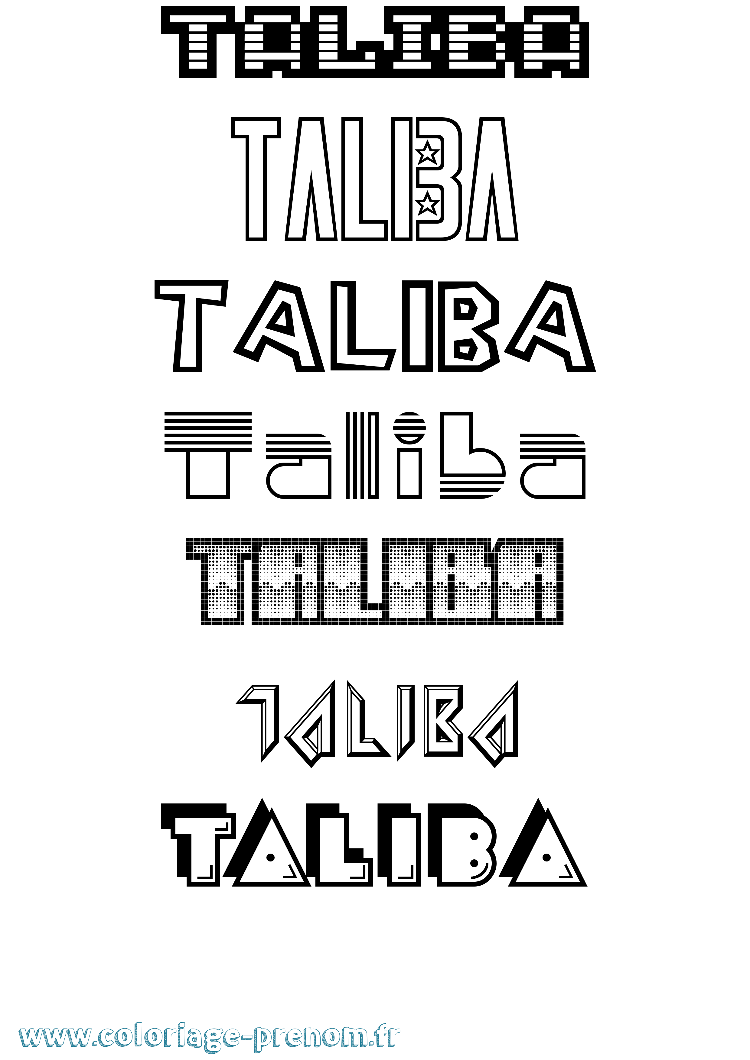 Coloriage prénom Taliba Jeux Vidéos