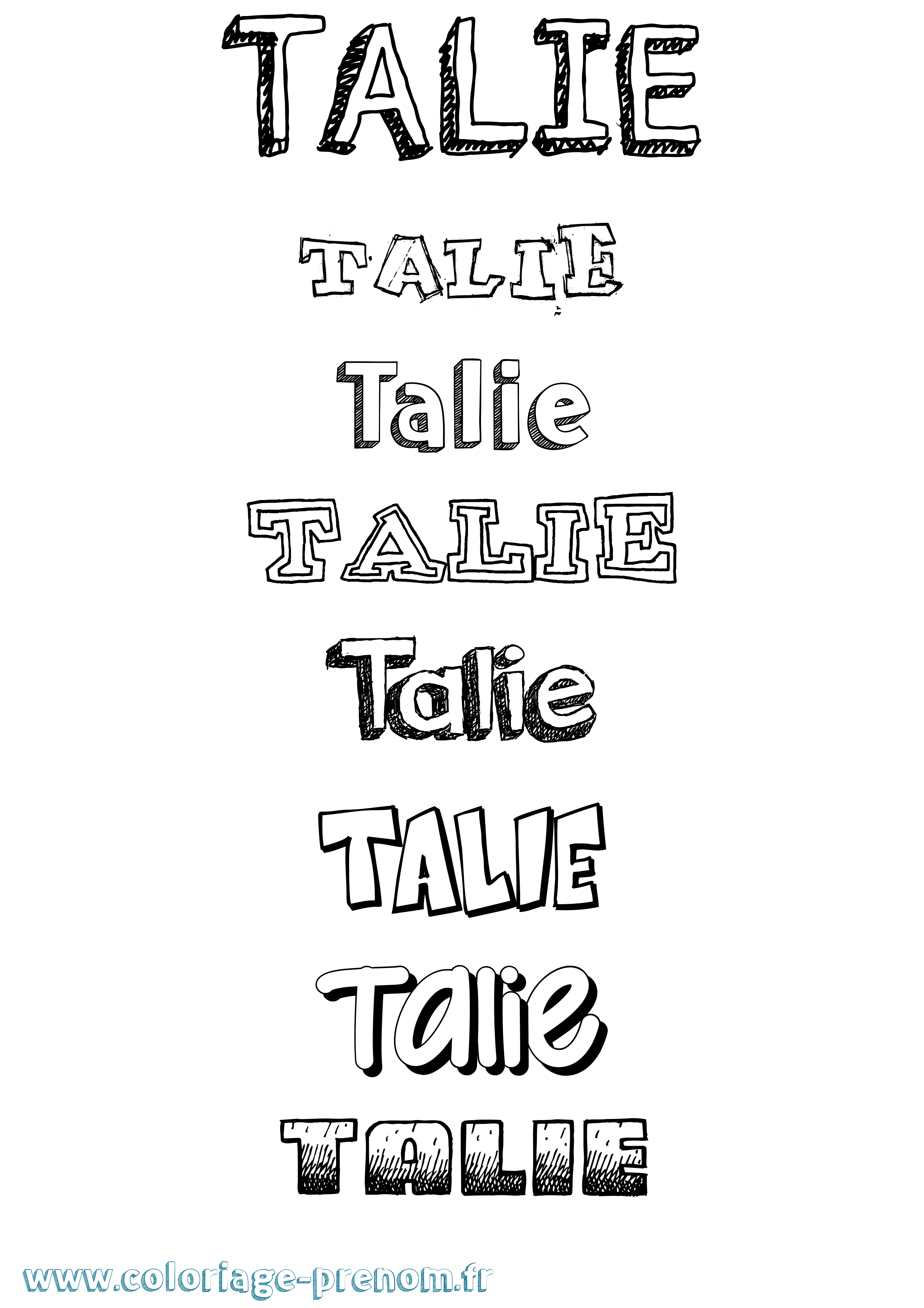 Coloriage prénom Talie Dessiné