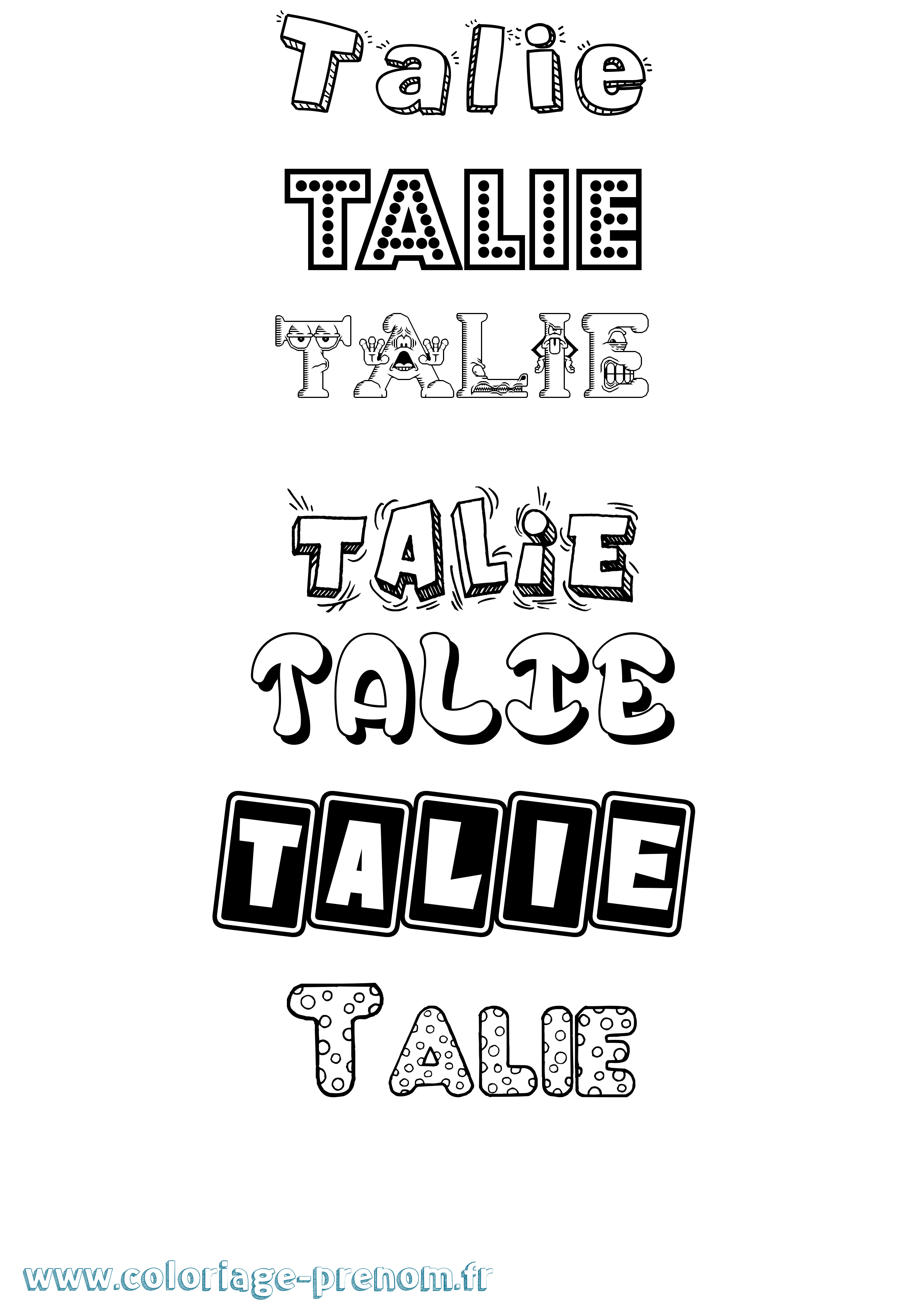 Coloriage prénom Talie Fun