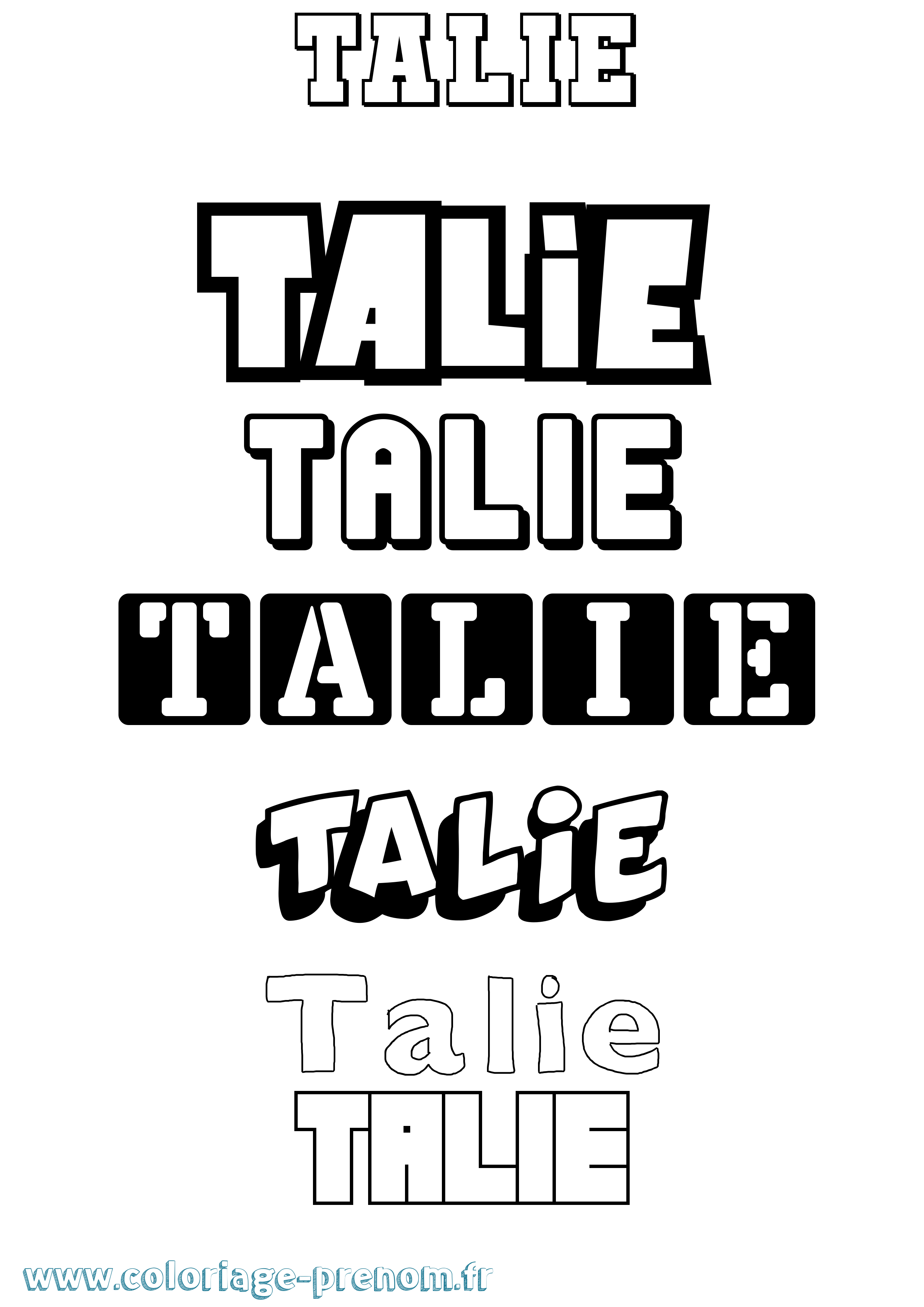 Coloriage prénom Talie Simple