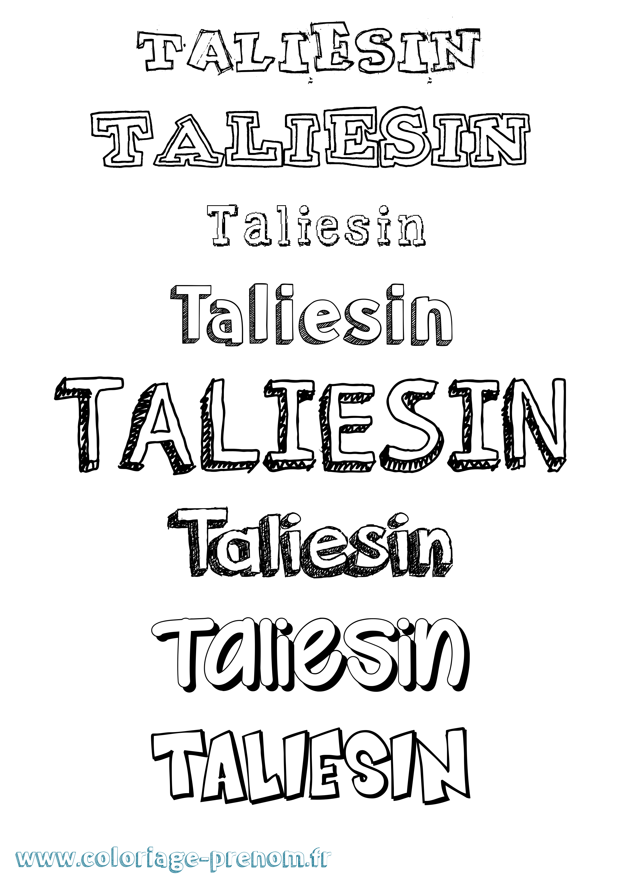 Coloriage prénom Taliesin Dessiné