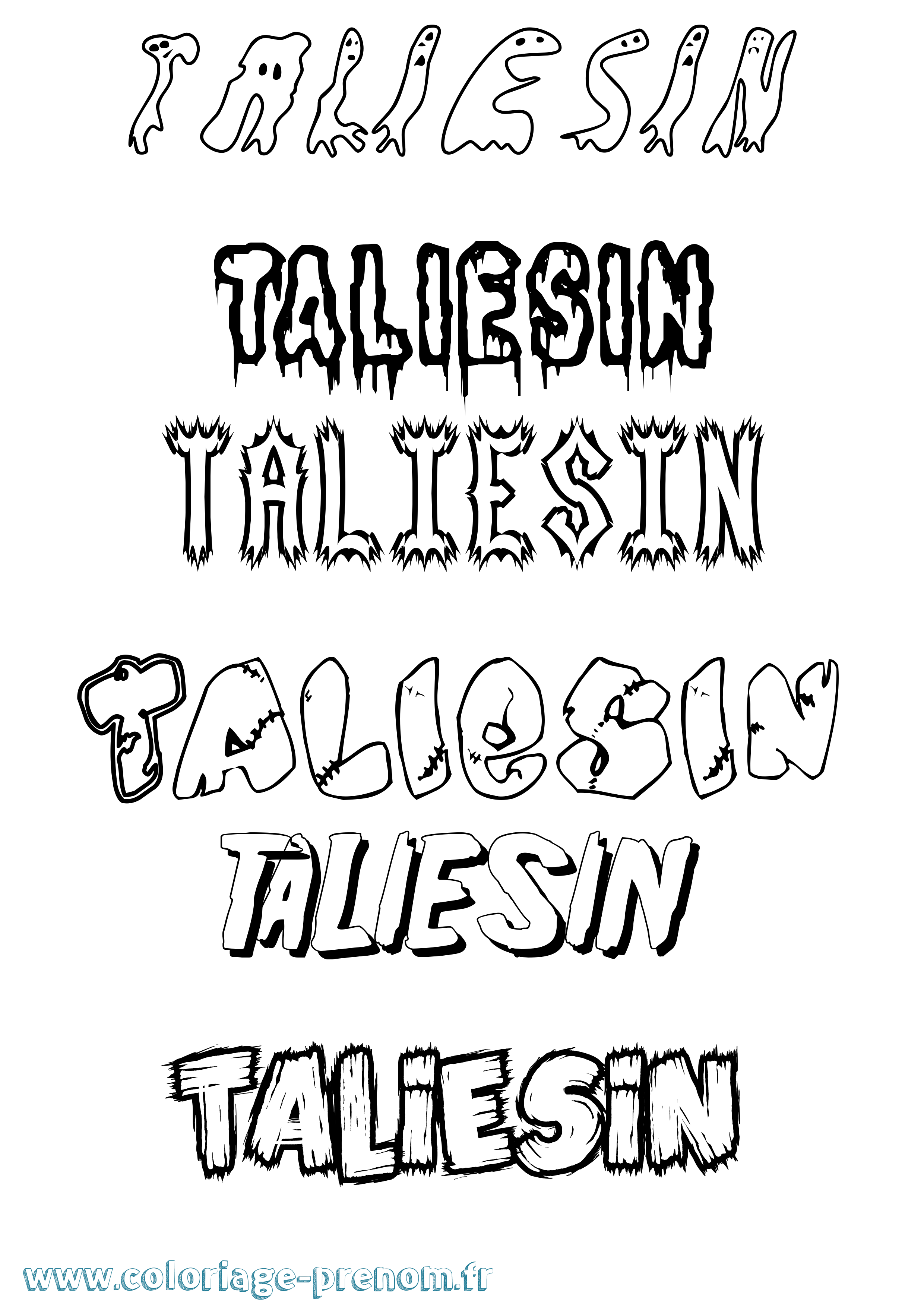 Coloriage prénom Taliesin Frisson