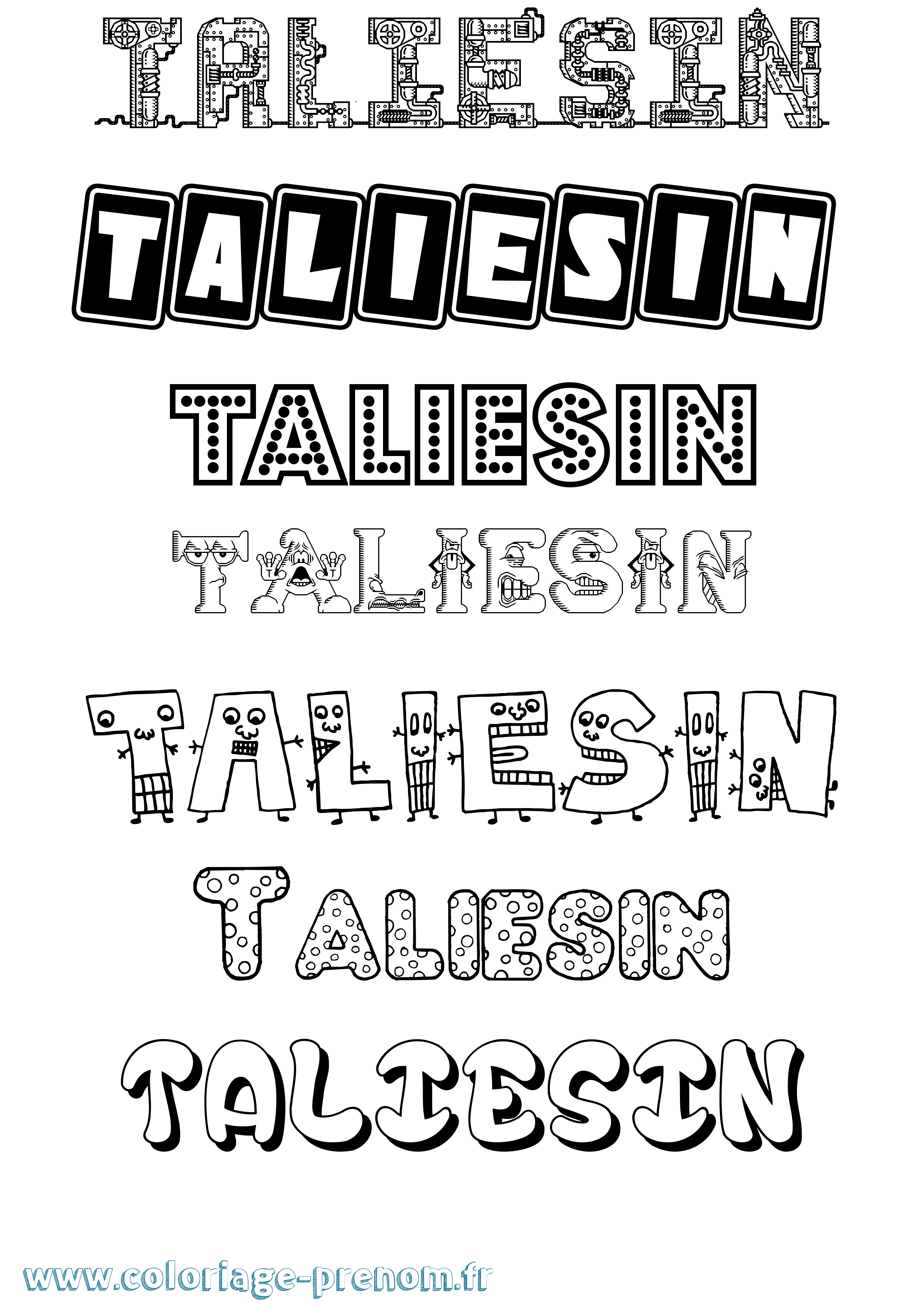 Coloriage prénom Taliesin Fun