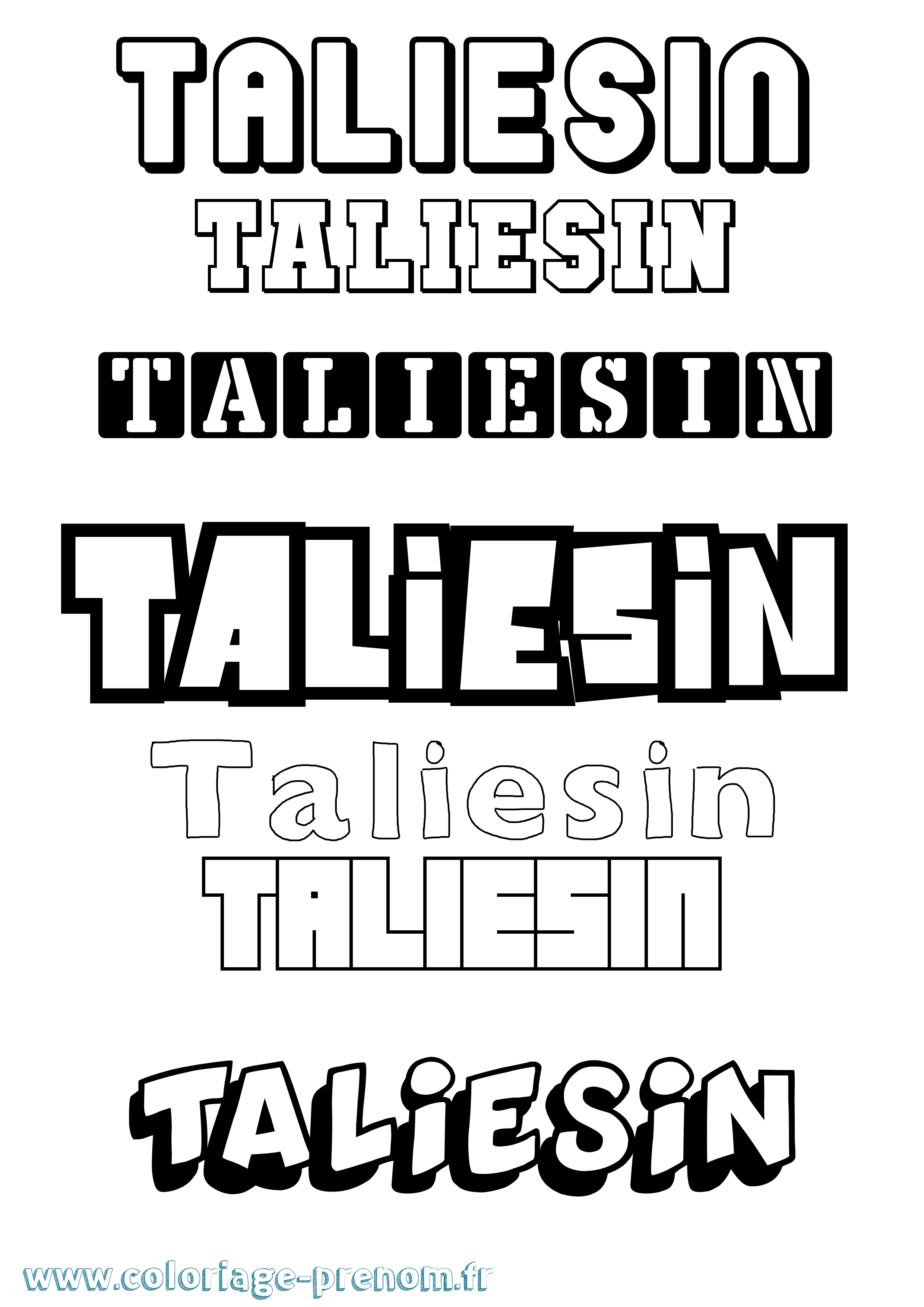 Coloriage prénom Taliesin Simple