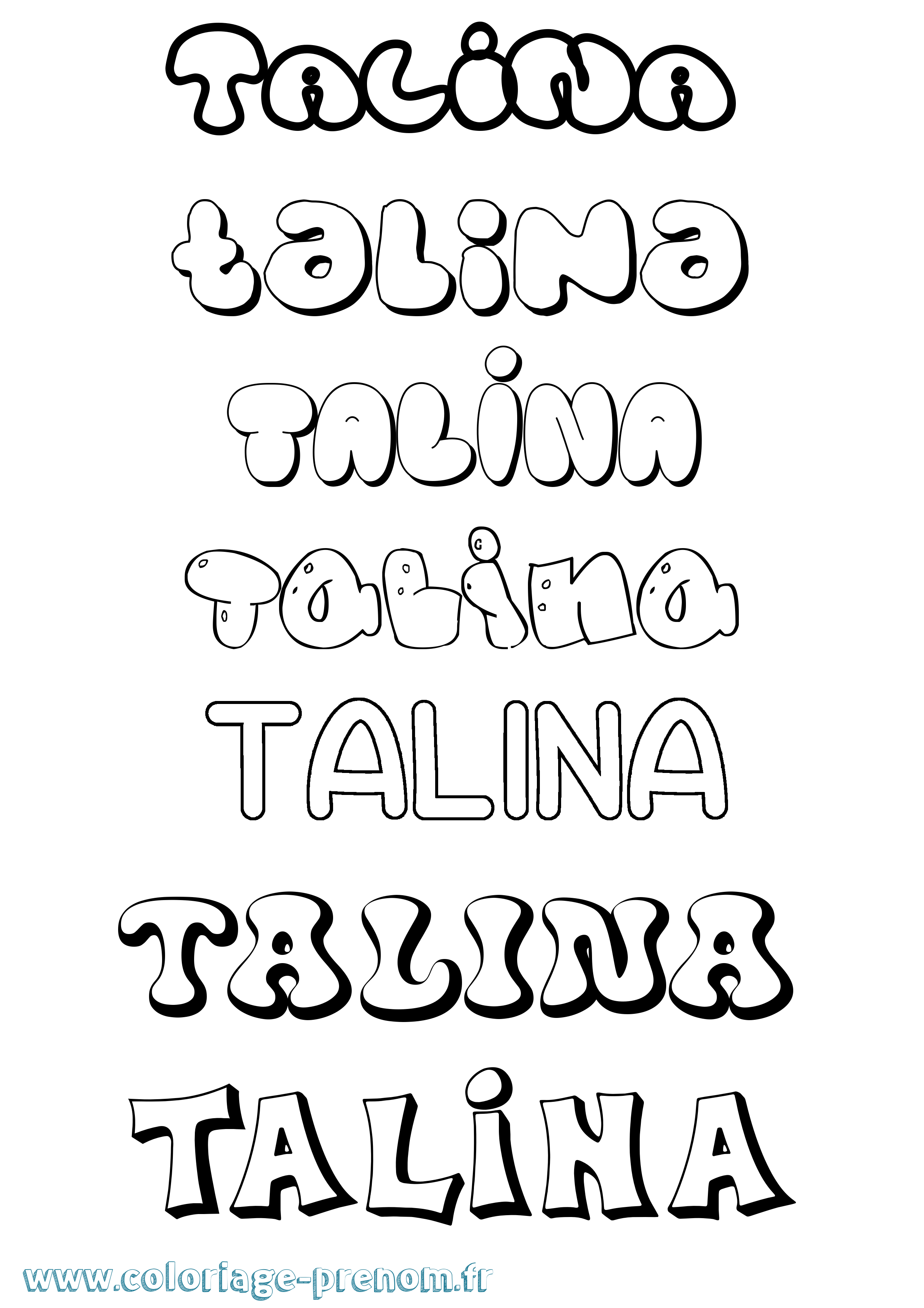 Coloriage prénom Talina Bubble