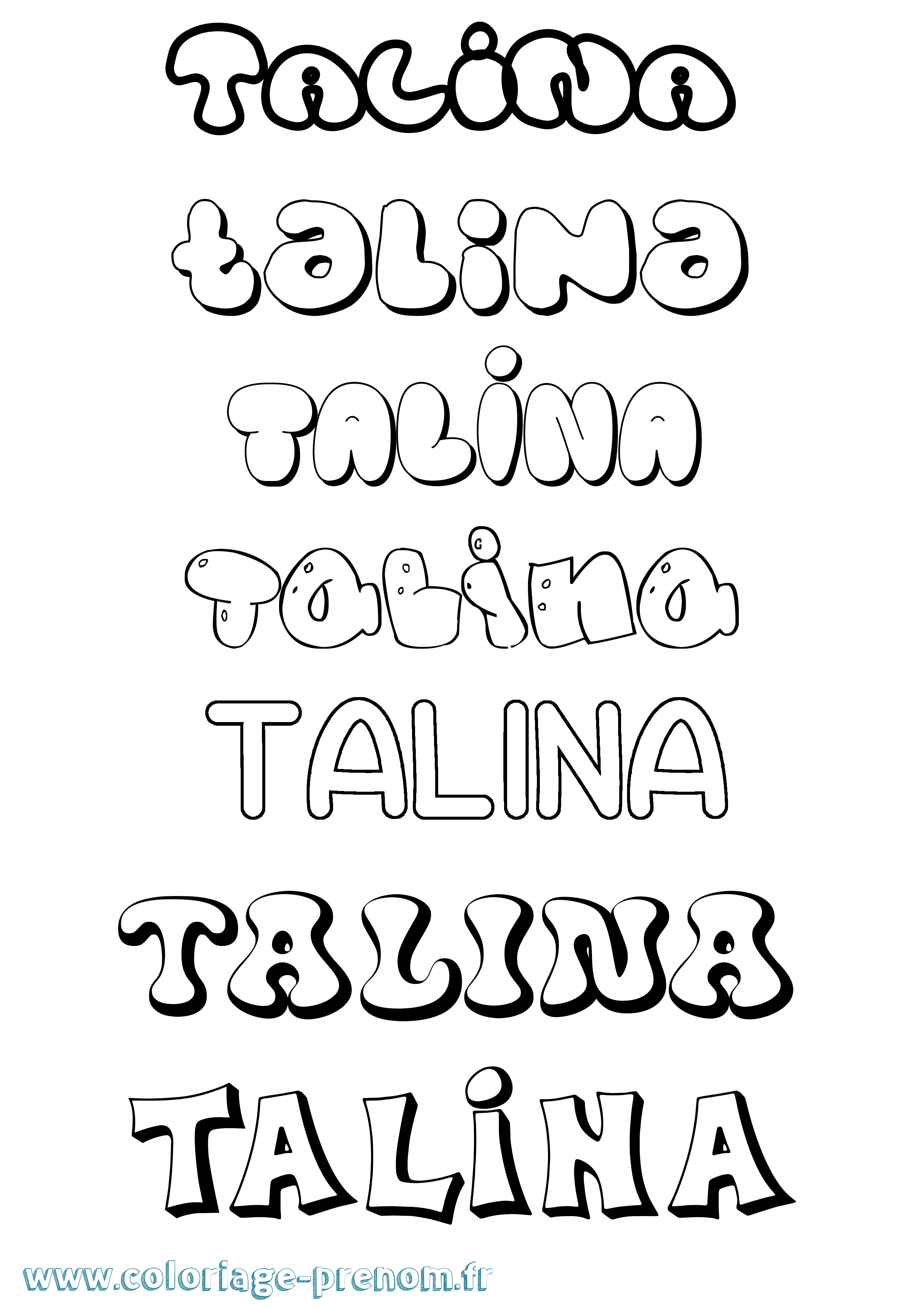 Coloriage Talina Bubble Coloriage prénom Talina Bubble