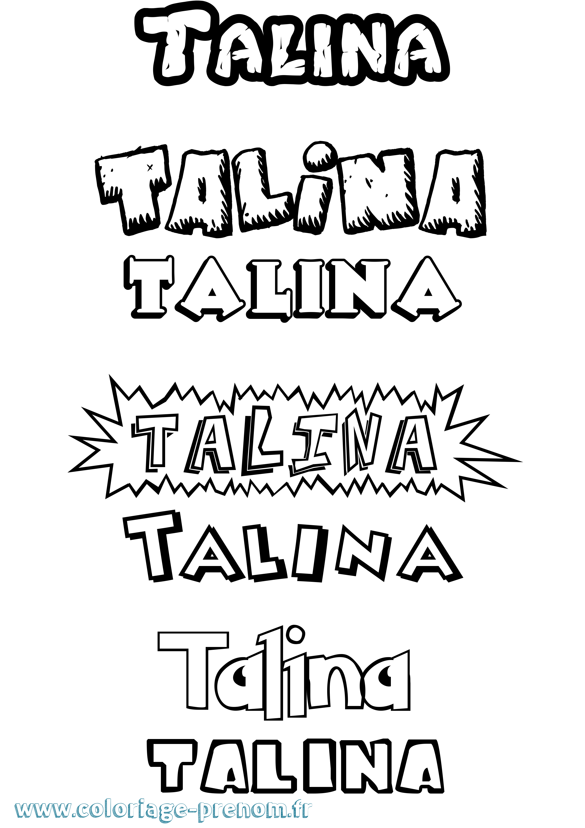 Coloriage Talina Dessin Animé Coloriage prénom Talina Dessin Animé