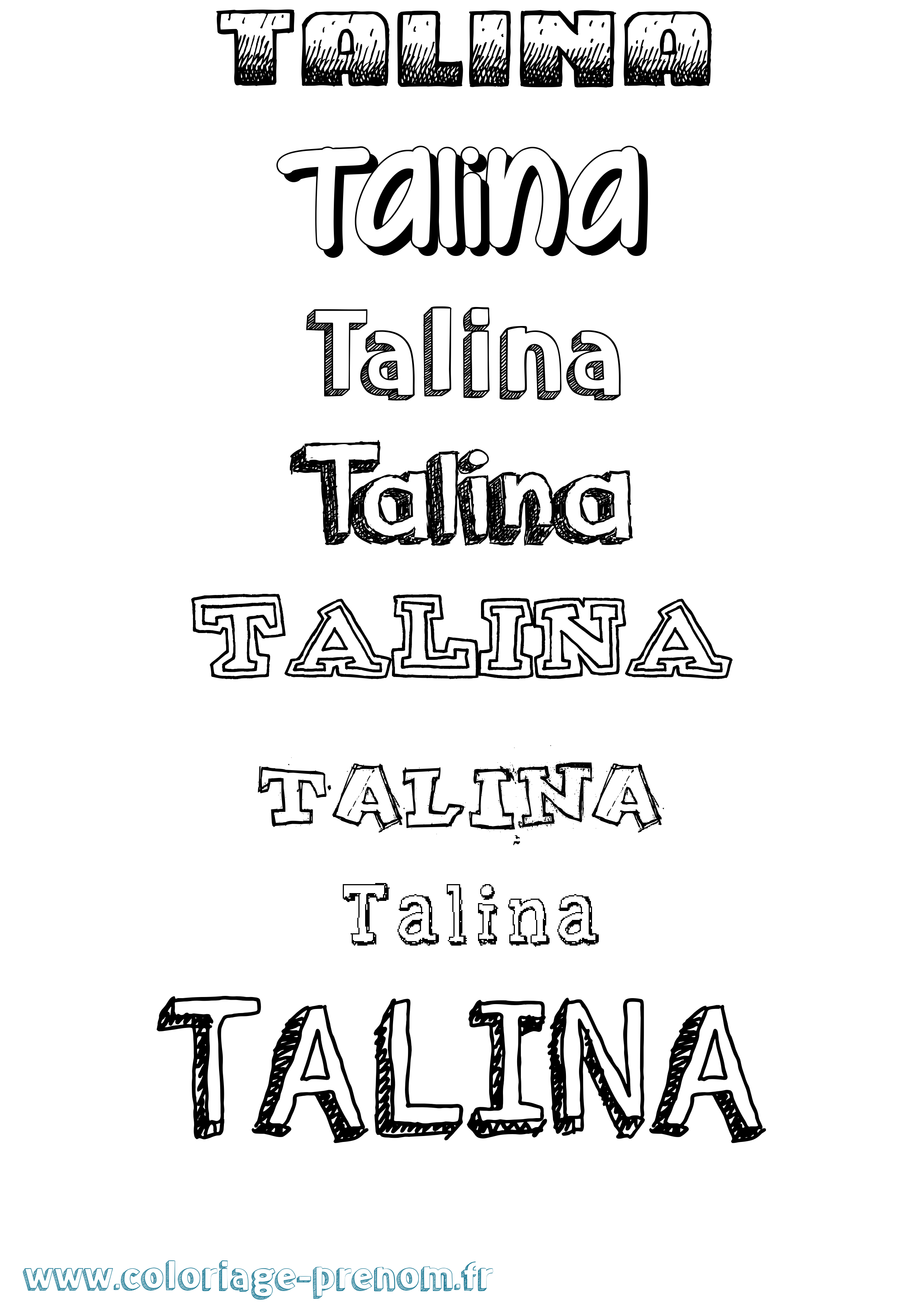 Coloriage prénom Talina Dessiné