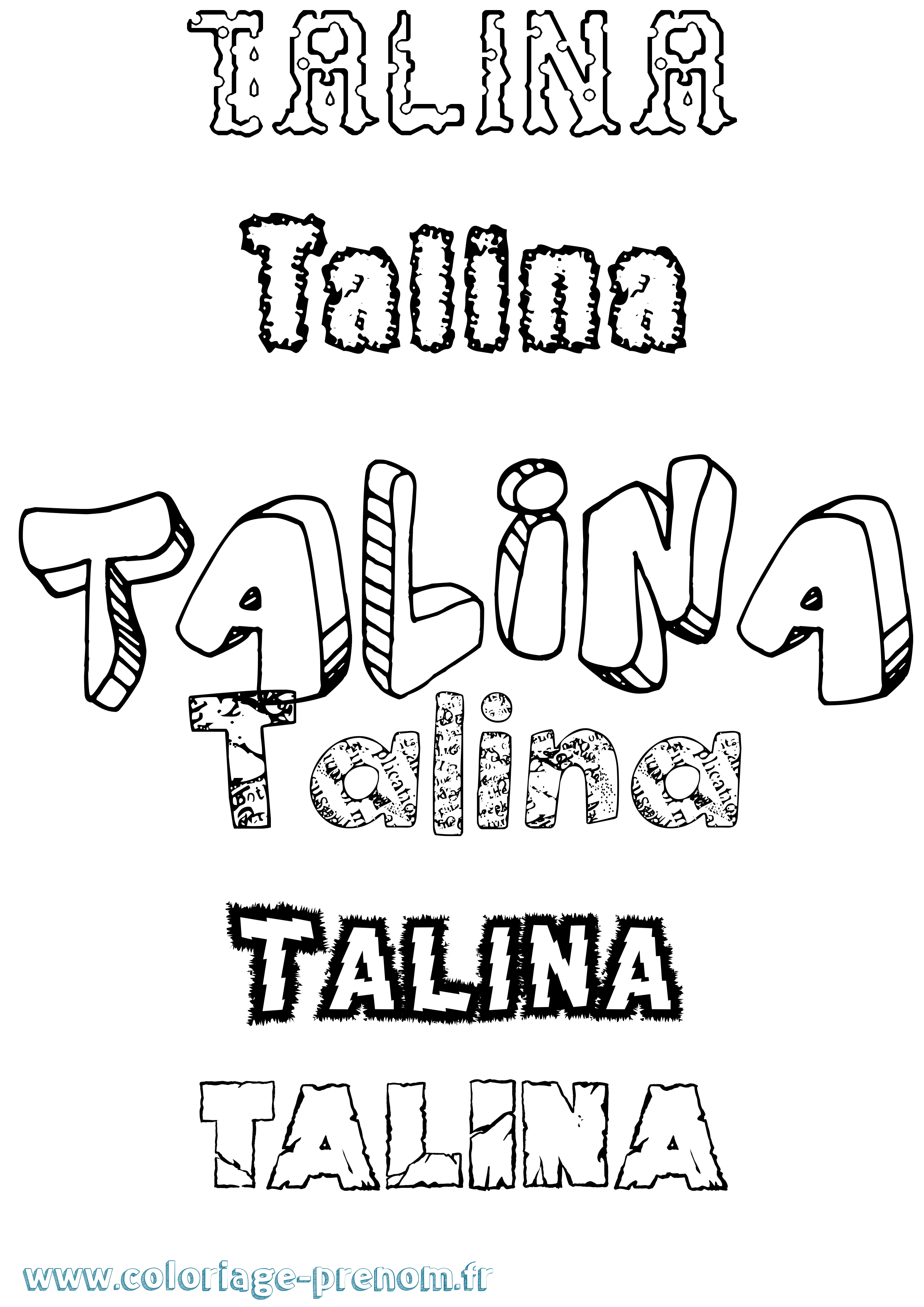 Coloriage prénom Talina Destructuré