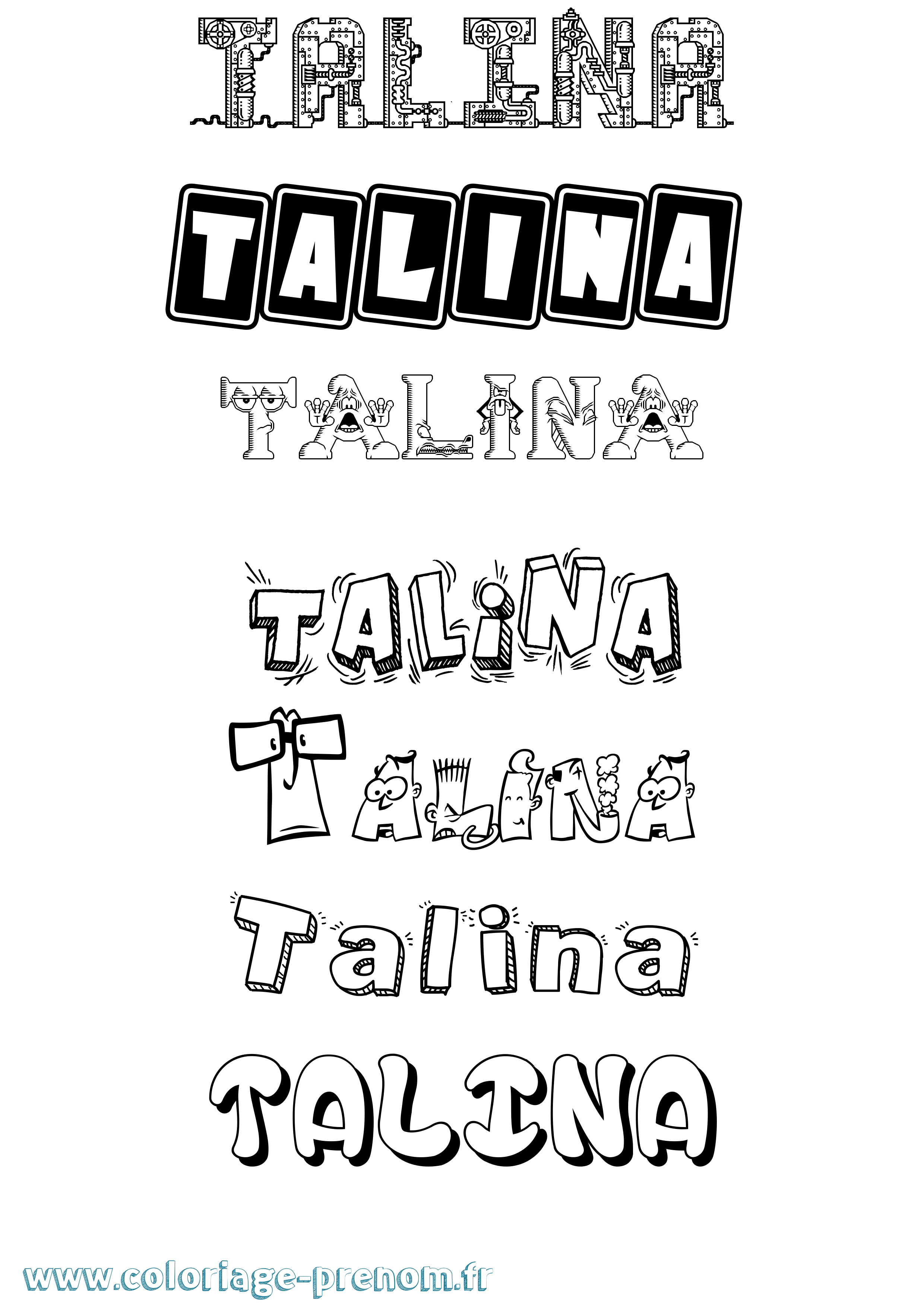 Coloriage prénom Talina Fun