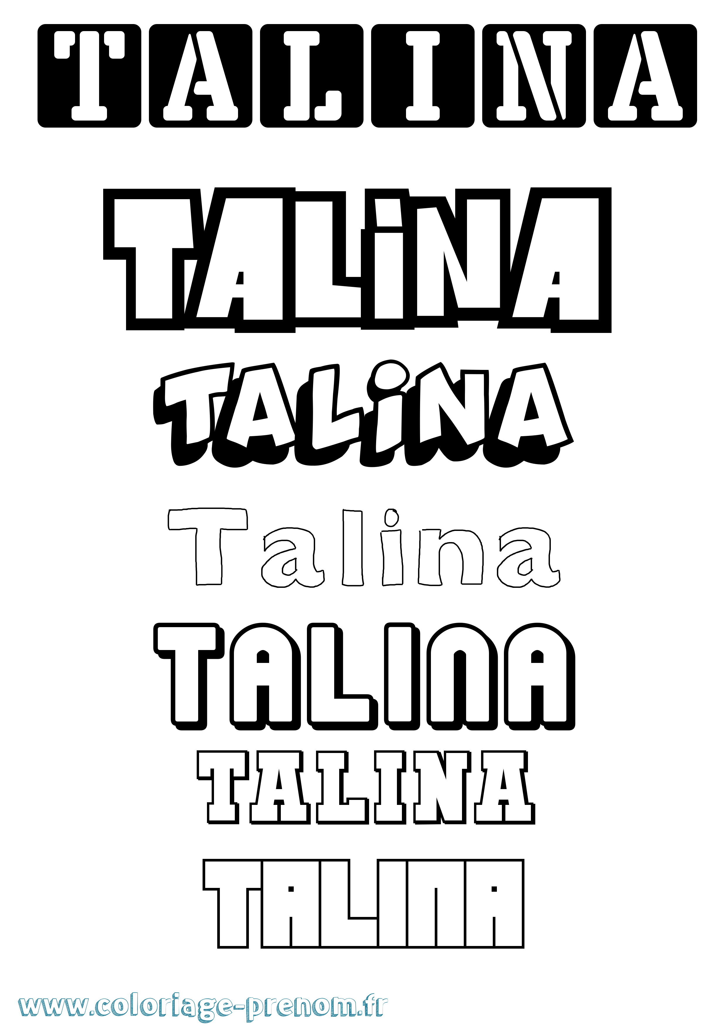 Coloriage prénom Talina Simple