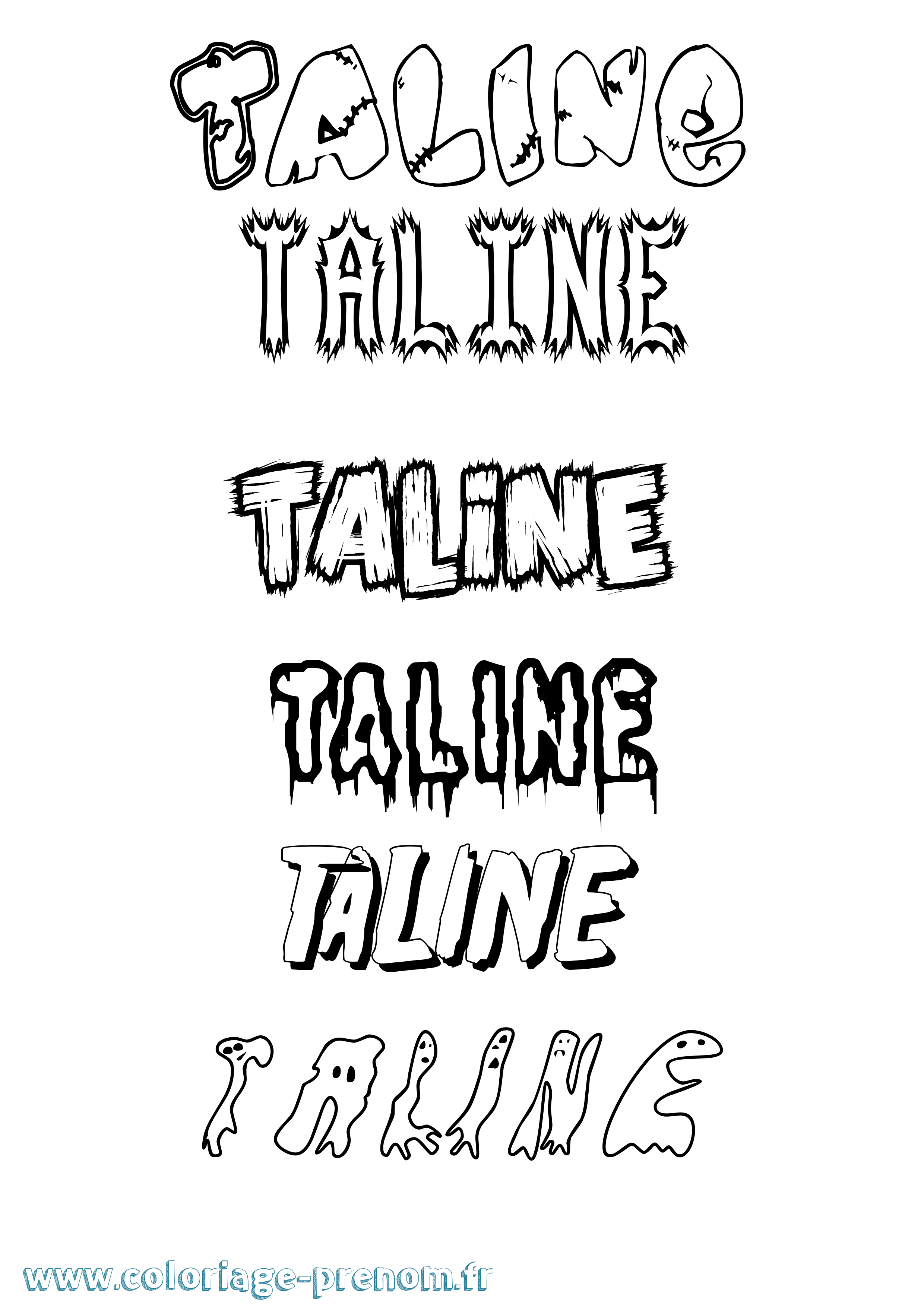 Coloriage prénom Taline Frisson