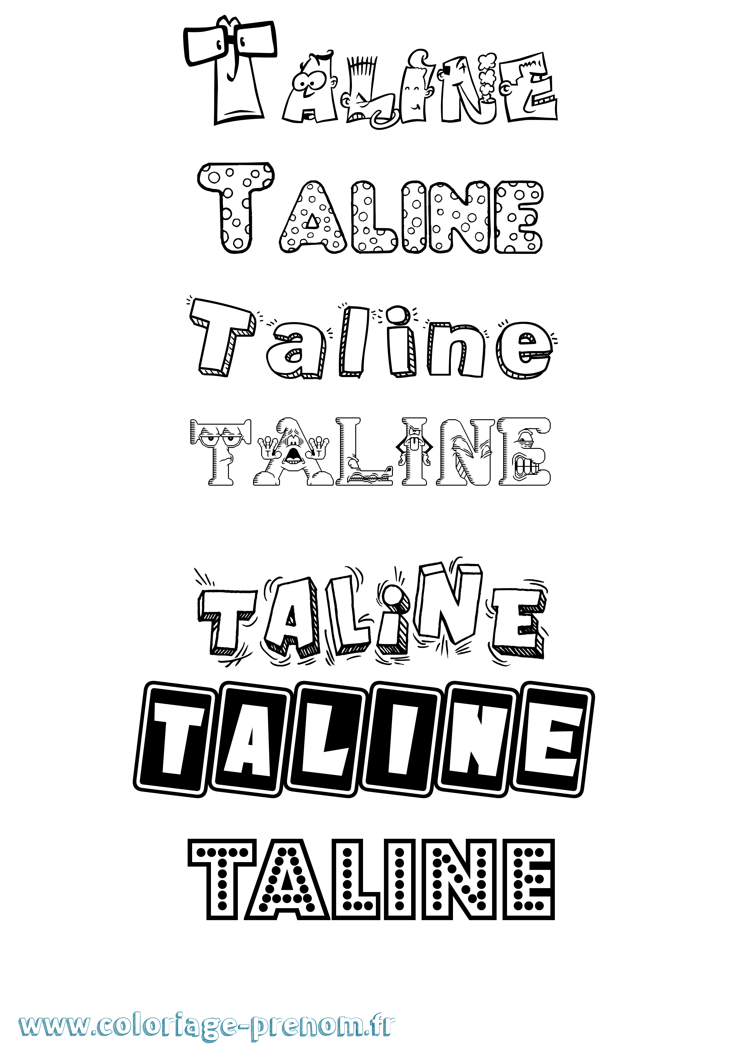 Coloriage prénom Taline Fun