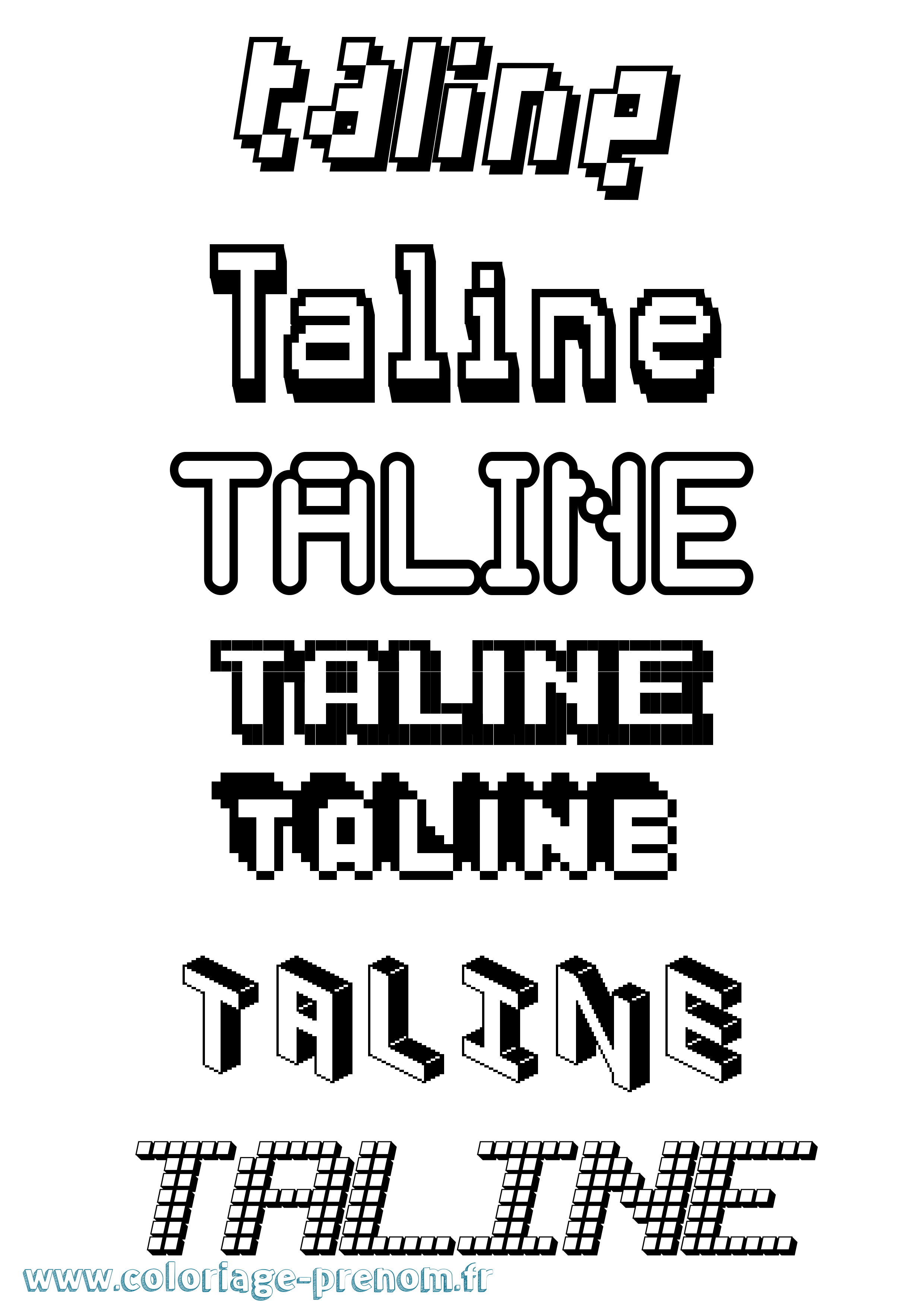 Coloriage prénom Taline Pixel