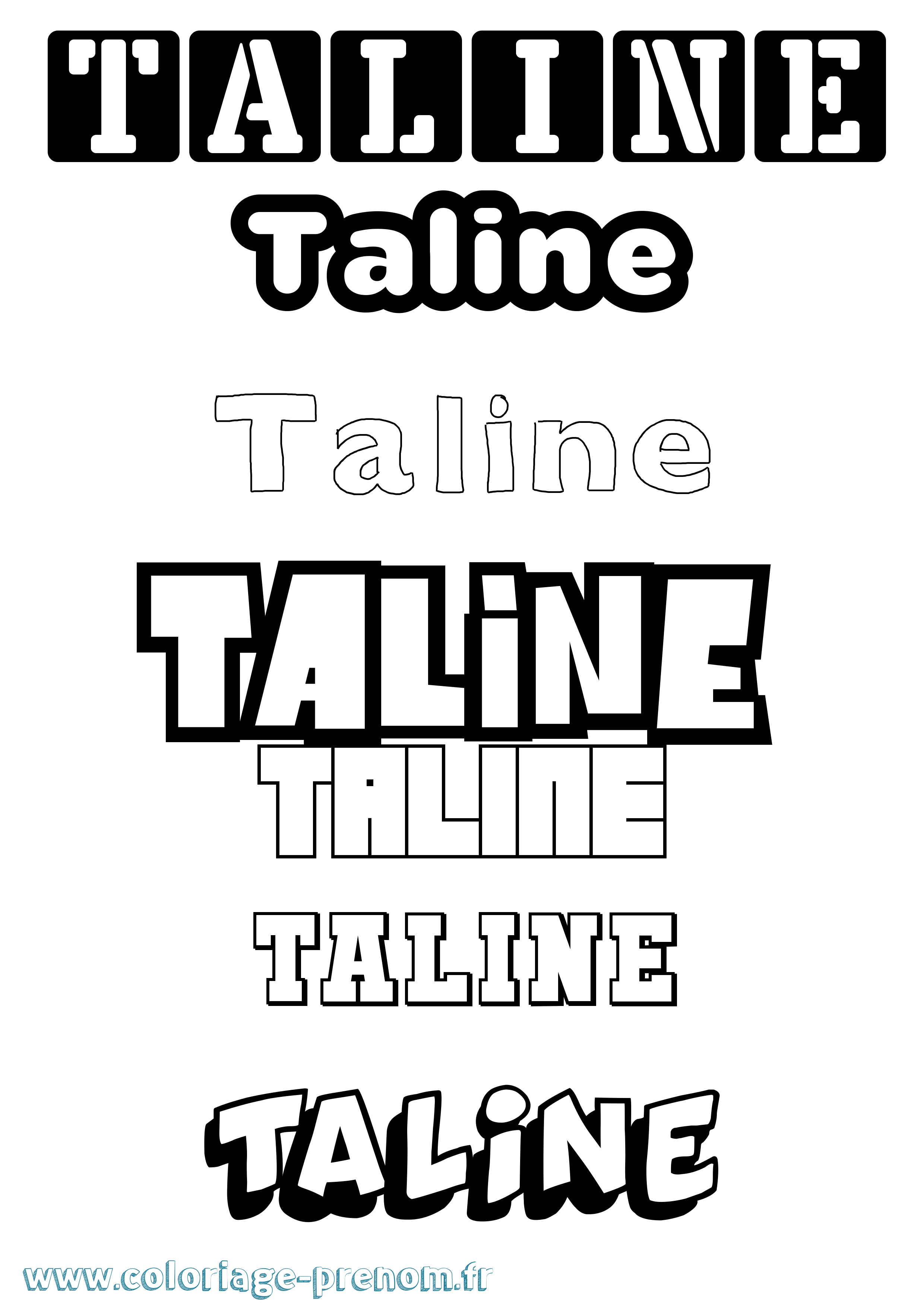 Coloriage prénom Taline Simple