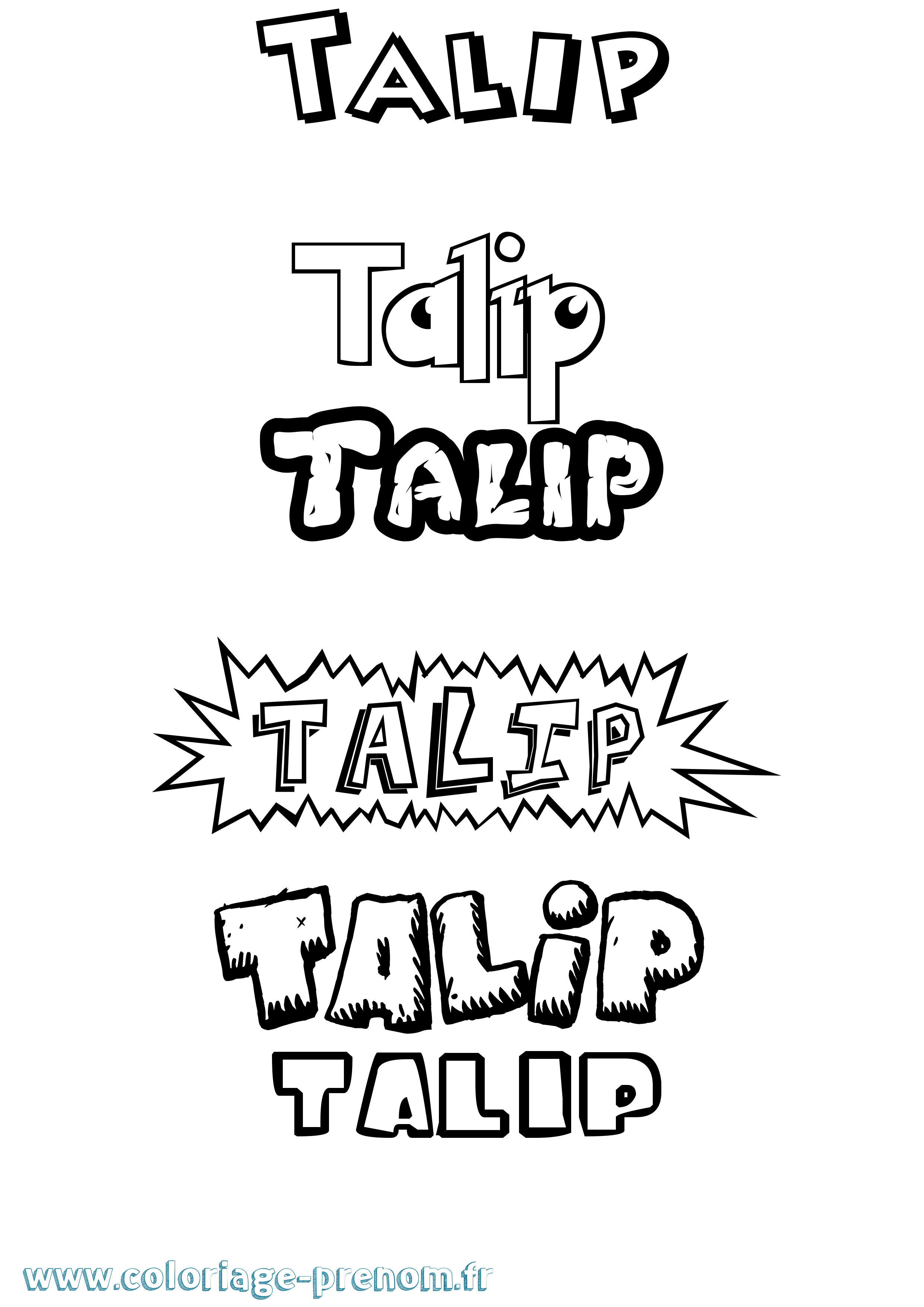 Coloriage Talip Dessin Animé Coloriage prénom Talip Dessin Animé