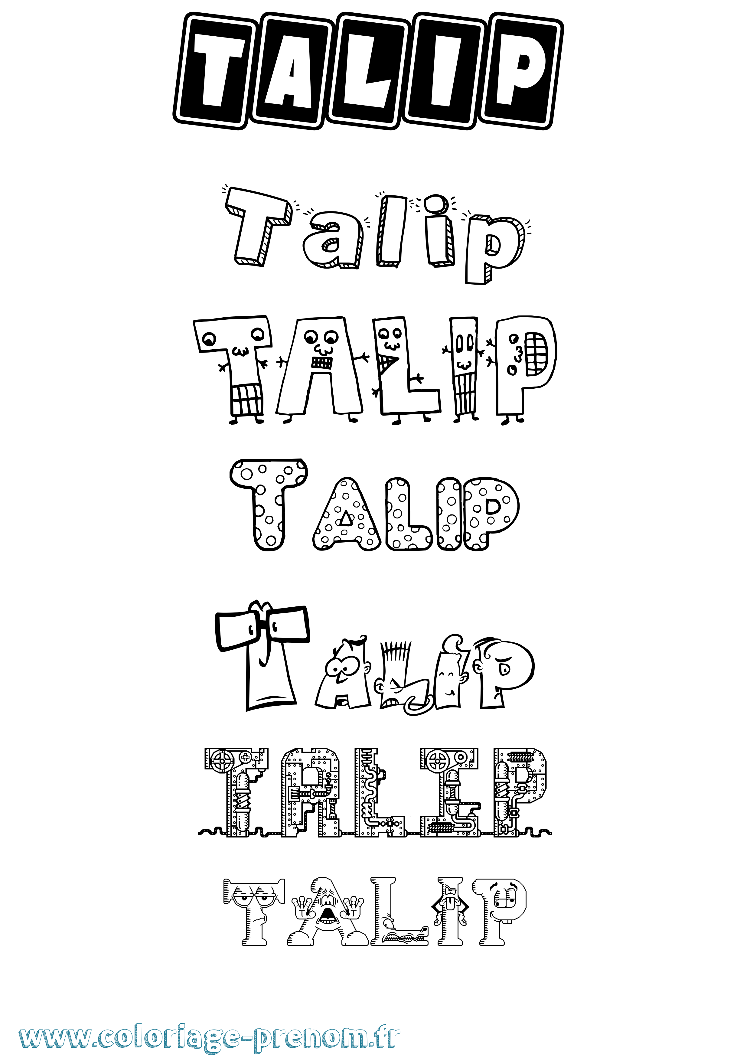 Coloriage Talip Fun Coloriage prénom Talip Fun